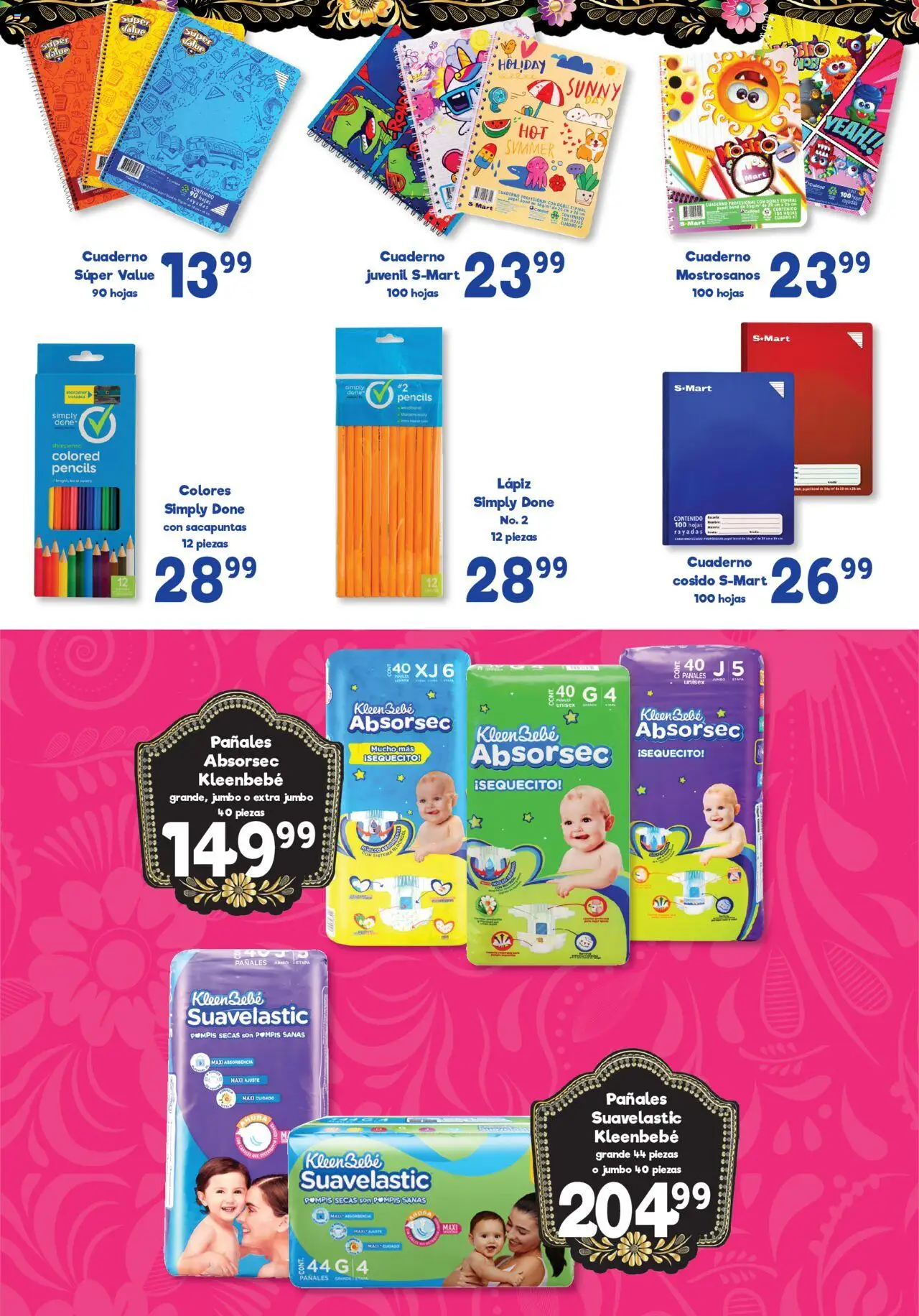 Nuevas ofertas de S-Mart válidas en toda la República Mexicana desde el 19.08.2025. ¡Encuentra las mejores ofertas en S-Mart - Folleto de Feria - Monterrey! | Página: 5 | Productos: Sacapuntas, Cuaderno, Notebook, Pañales