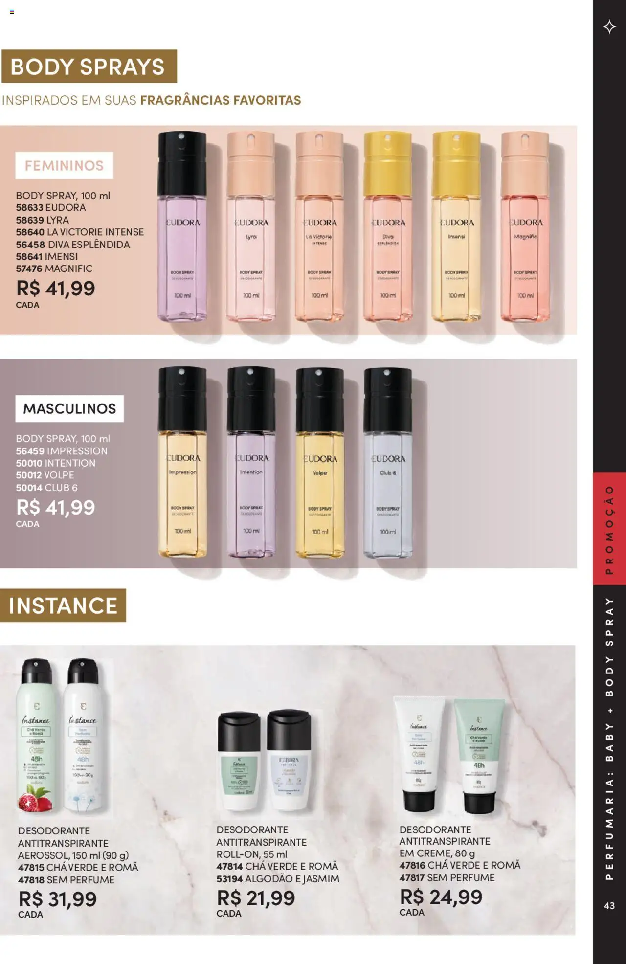 Eudora Folheto - válido de 07.10.2025 | Página: 43 | Produtos: Perfume, Algodão, Body, Chá verde