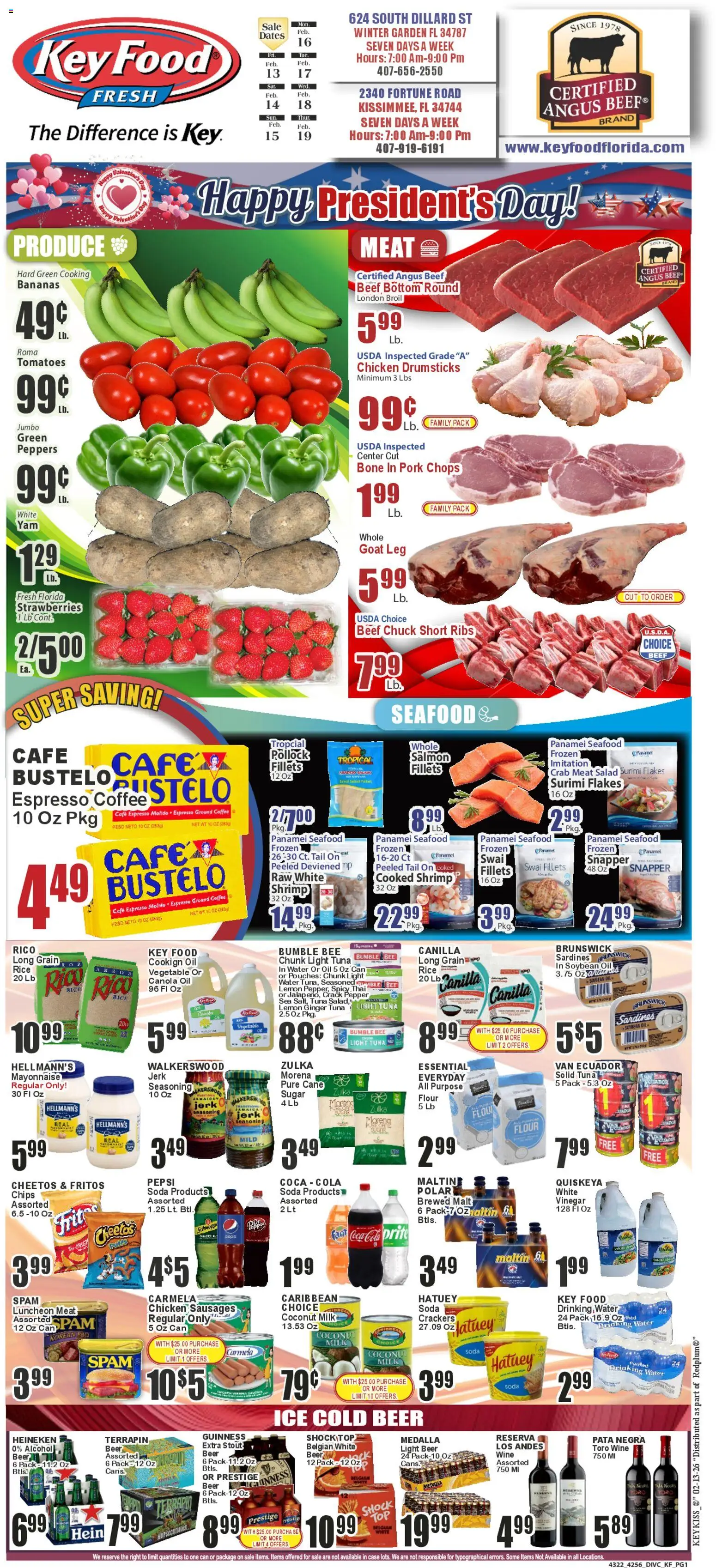 Key Food Weekly Ad - valid from 13.02.2026 | Page: 1 | Products: Milk, Coffee, Flakes, Lemon
