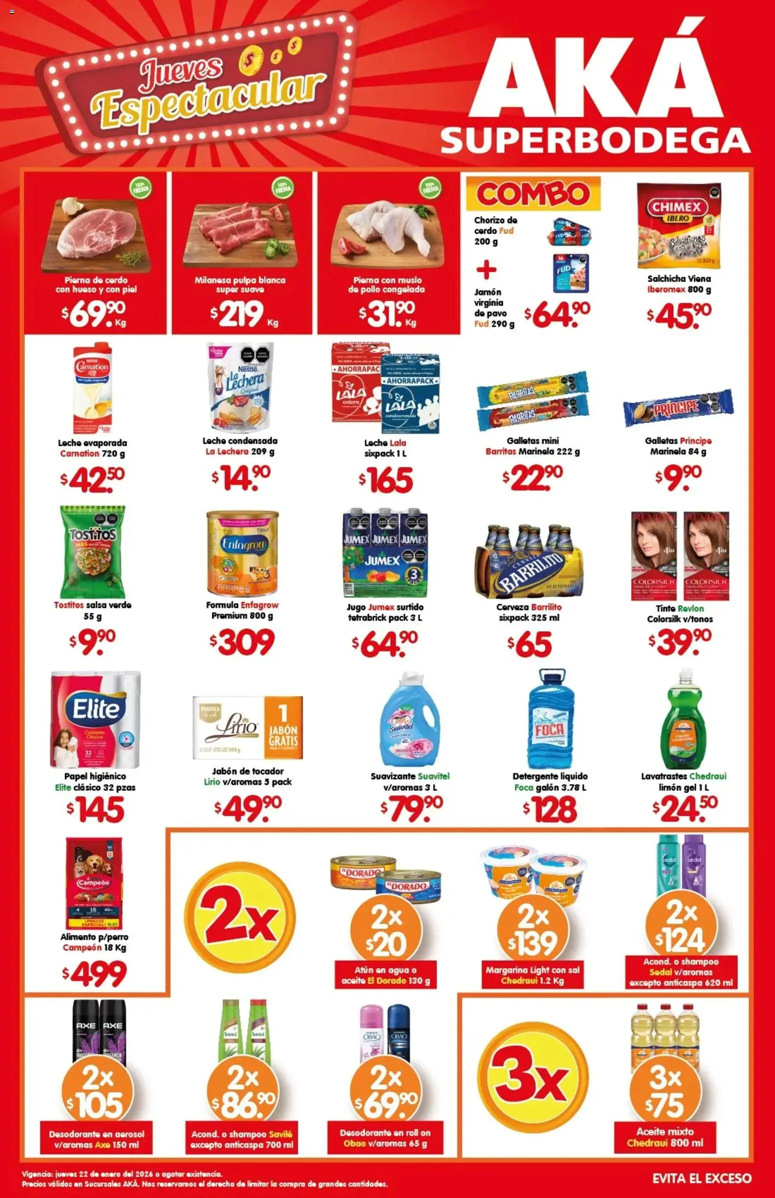 Nuevas ofertas de Arteli válidas en toda la República Mexicana desde el 22.01.2026. ¡Encuentra las mejores ofertas en Arteli folleto Aká Super Bodega ! | Página: 1 | Productos: Milanesa, Sal, Aceite, Jamón