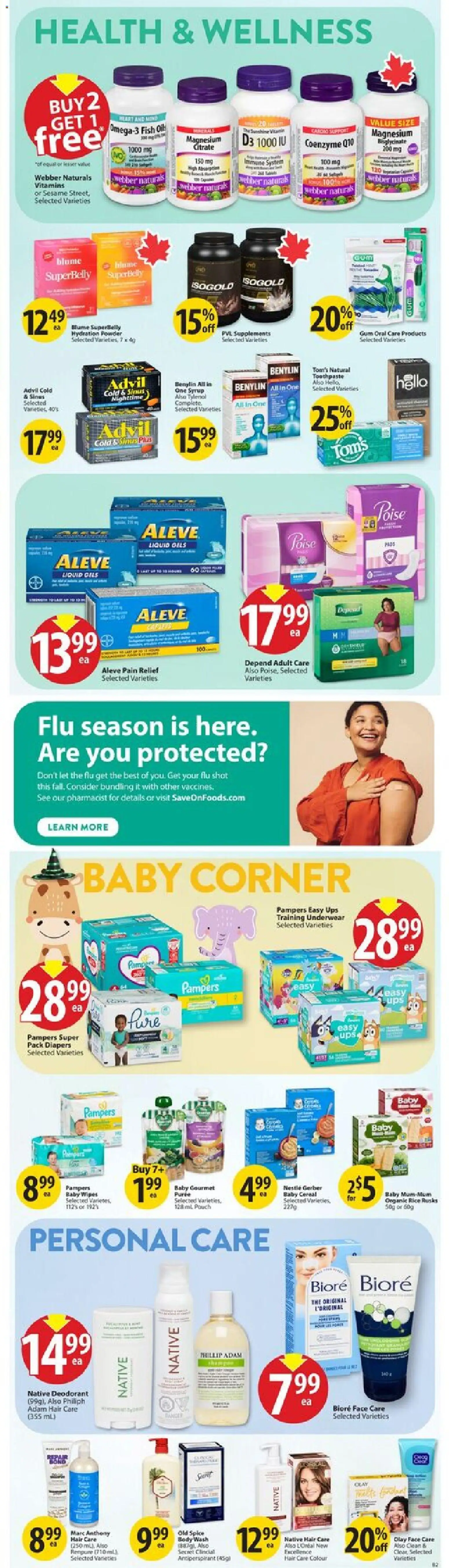 Save on foods flyer valid from 23.10.2025 | Page: 23 | Products: Antiperspirant, Toothpaste, Oil, Underwear