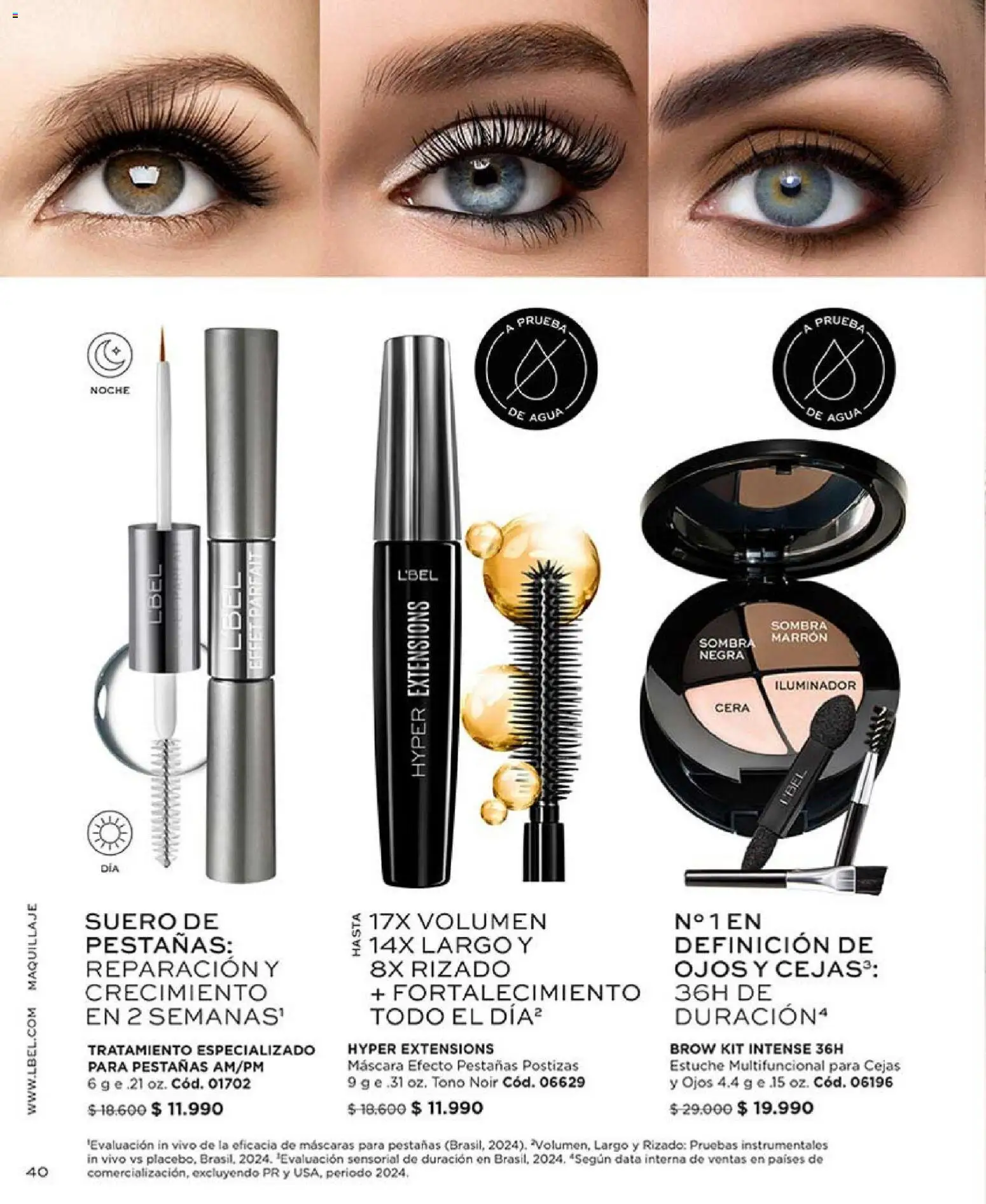 Catálogo L'Bel Campaña 4 │ válido desde el 15.02.2026 | Página: 44 | Productos: Agua, Maquillaje, Máscara, Pestañas postizas