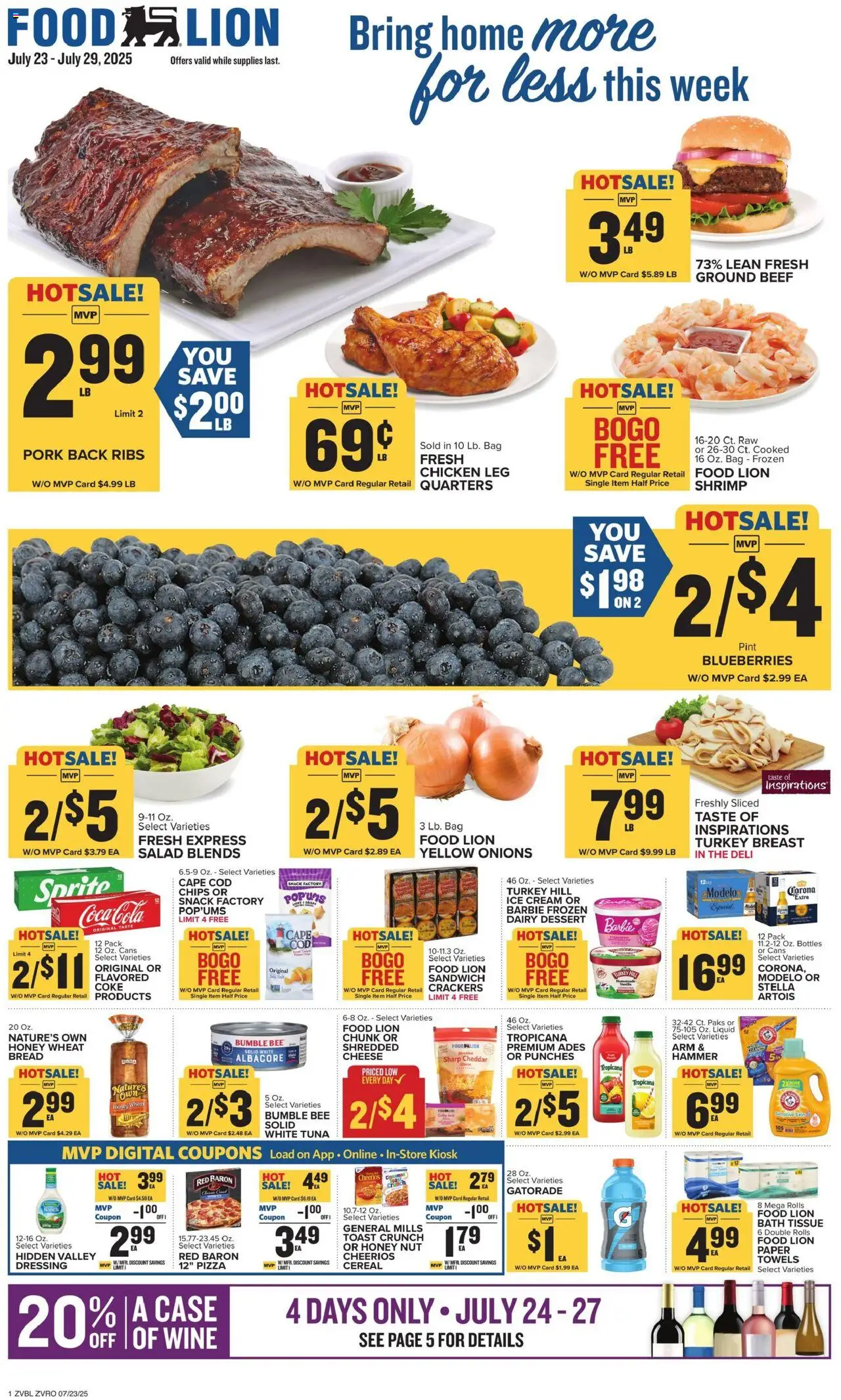 Food Lion Weekly - VA - valid from 23.07.2025 | Page: 1 | Products: Bath, Ice cream, Blueberries, Case