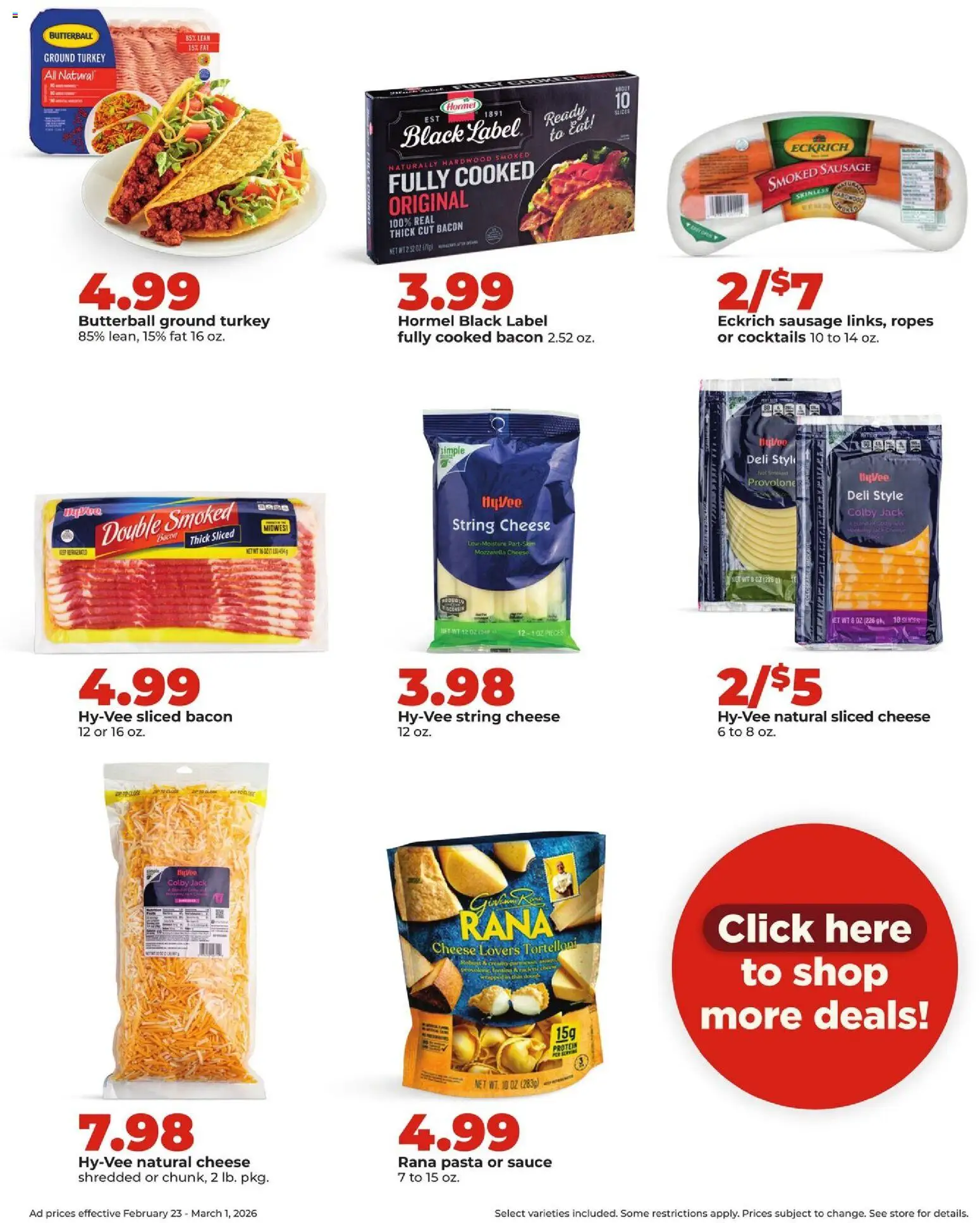 HyVee Weekly Ad - valid from 23.02.2026 | Page: 11 | Products: Cheese, Pasta, Sauce, Sausage