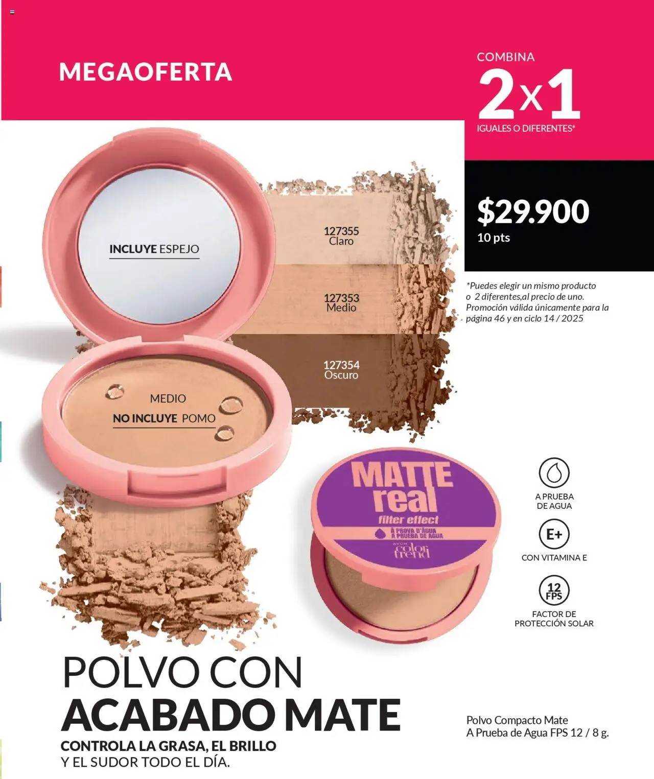 Avon revista - valida desde el 12.09.2025 | Página: 46 | Productos: Agua, Polvo compacto, Brillo, Polvo