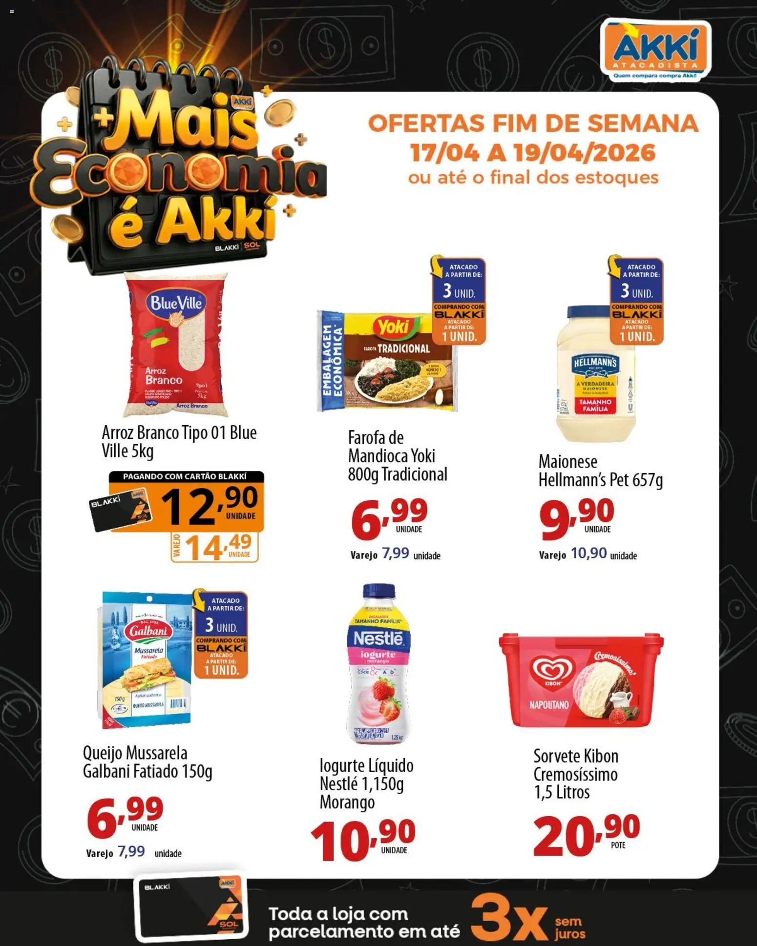 Akki Atacadista Folheto - válido de 17.04.2026 | Página: 2 | Produtos: Iogurte, Arroz, Maionese, Mussarela