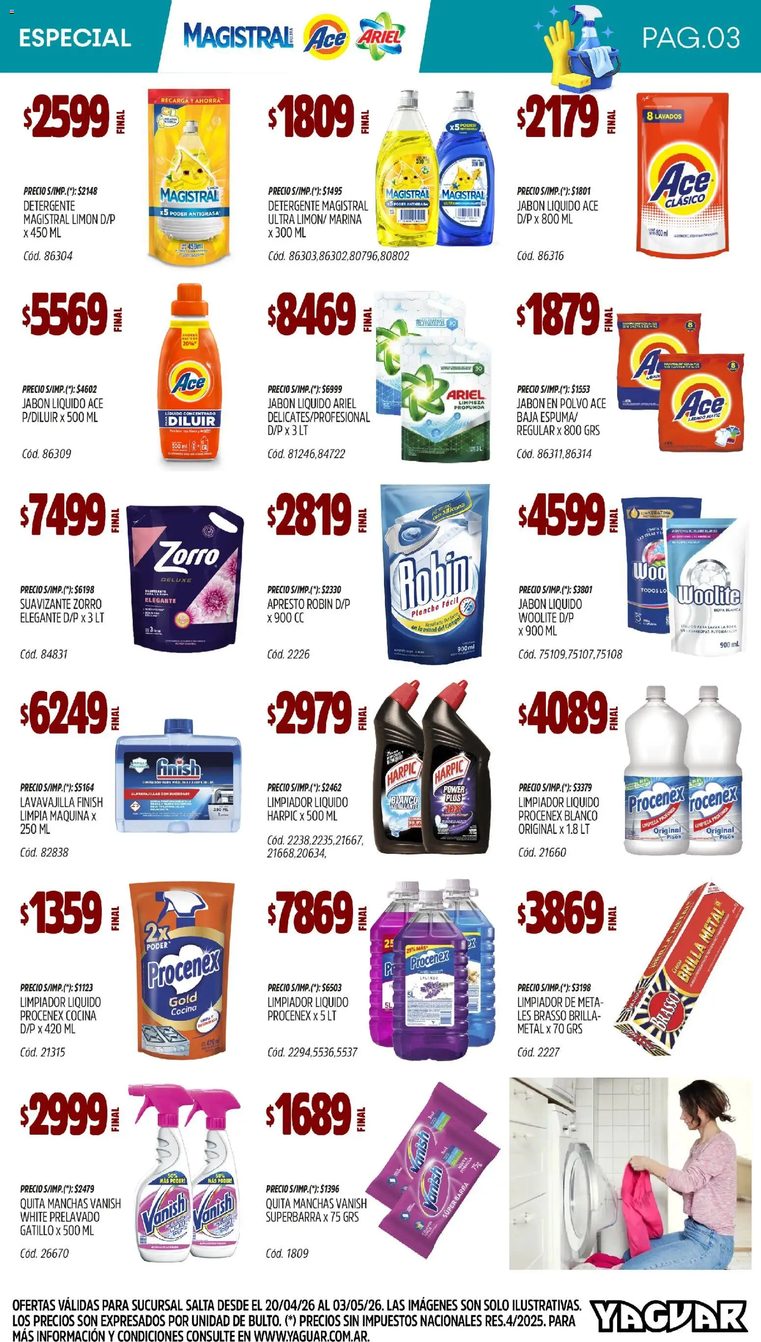 Yaguar - Especial Limpieza Salta │ válido desde el 20.04.2026 | Página: 3 | Productos: Antigrasa, Jabón, Ropa, Limpiador