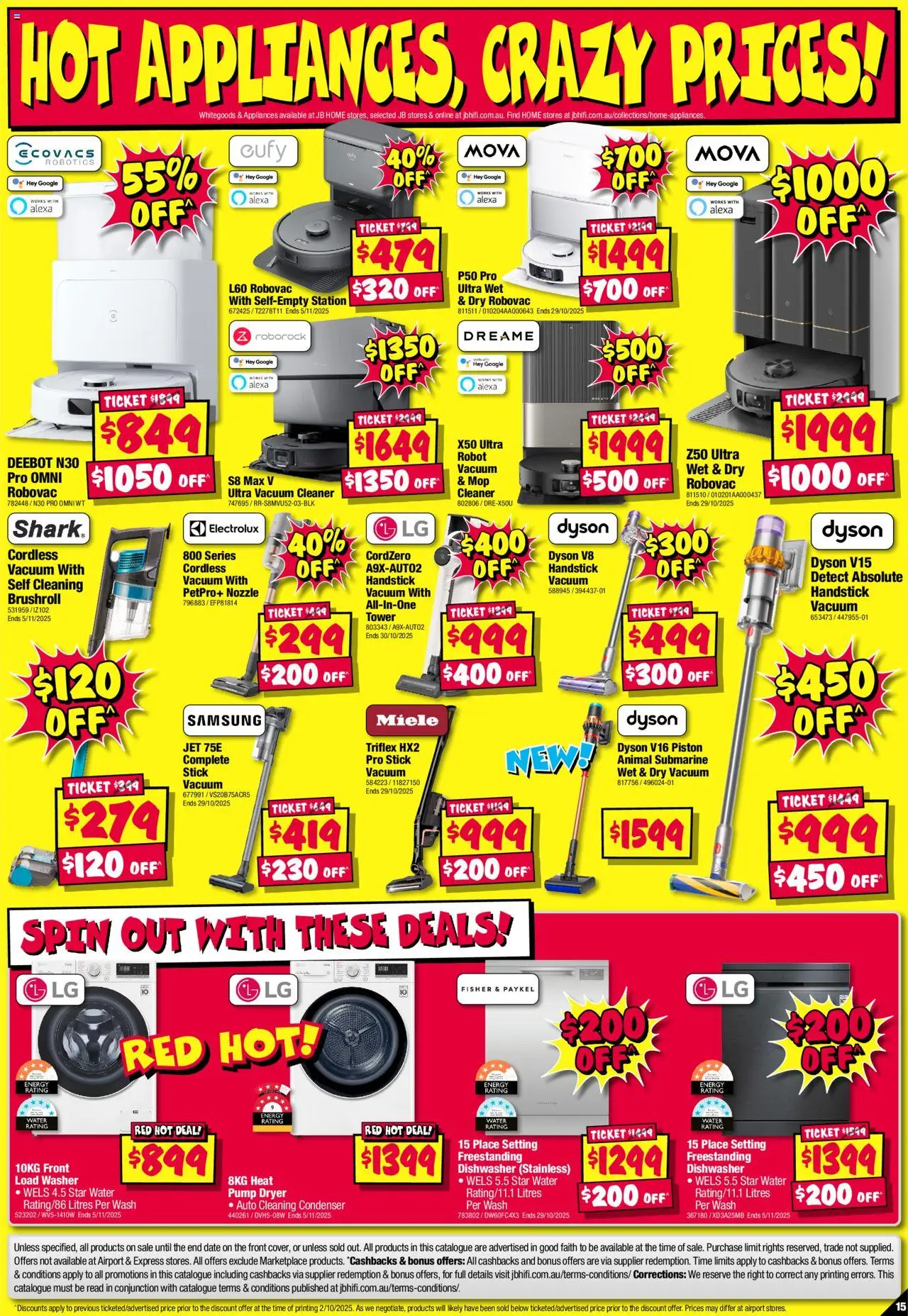 JB Hi-Fi catalogue - valid from 16.10.2025 | Page: 15 | Products: Cleaner, Water, Dryer, Washer