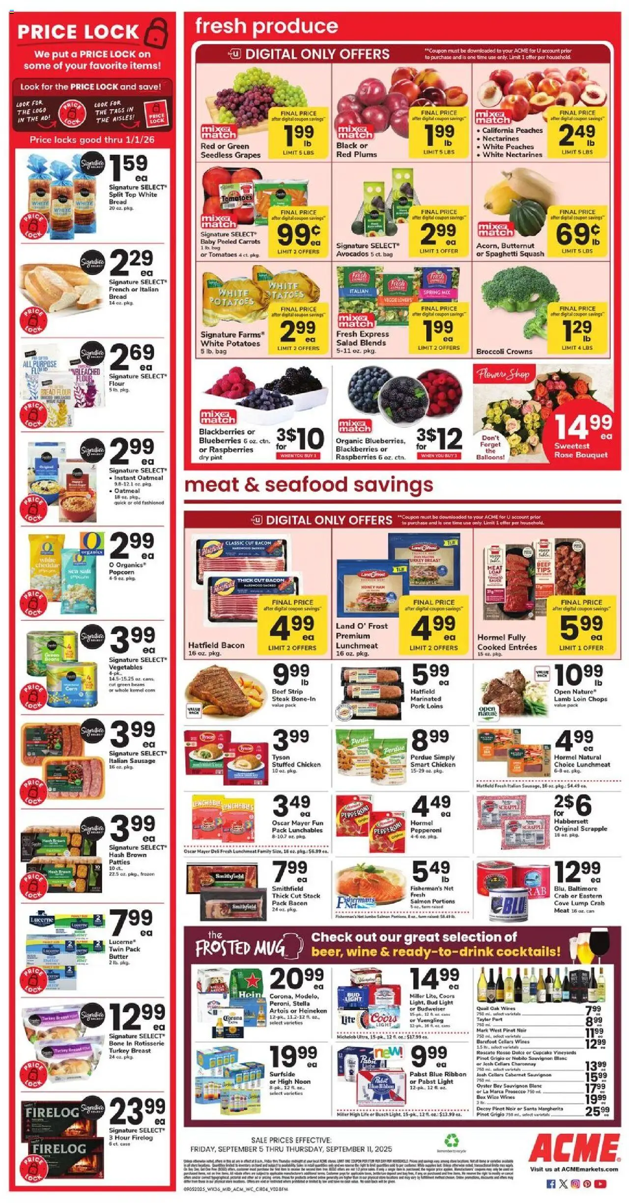 Acme Weekly Ad - valid from 05.09.2025 | Page: 4 | Products: Peaches, Crowns, Wine, Case