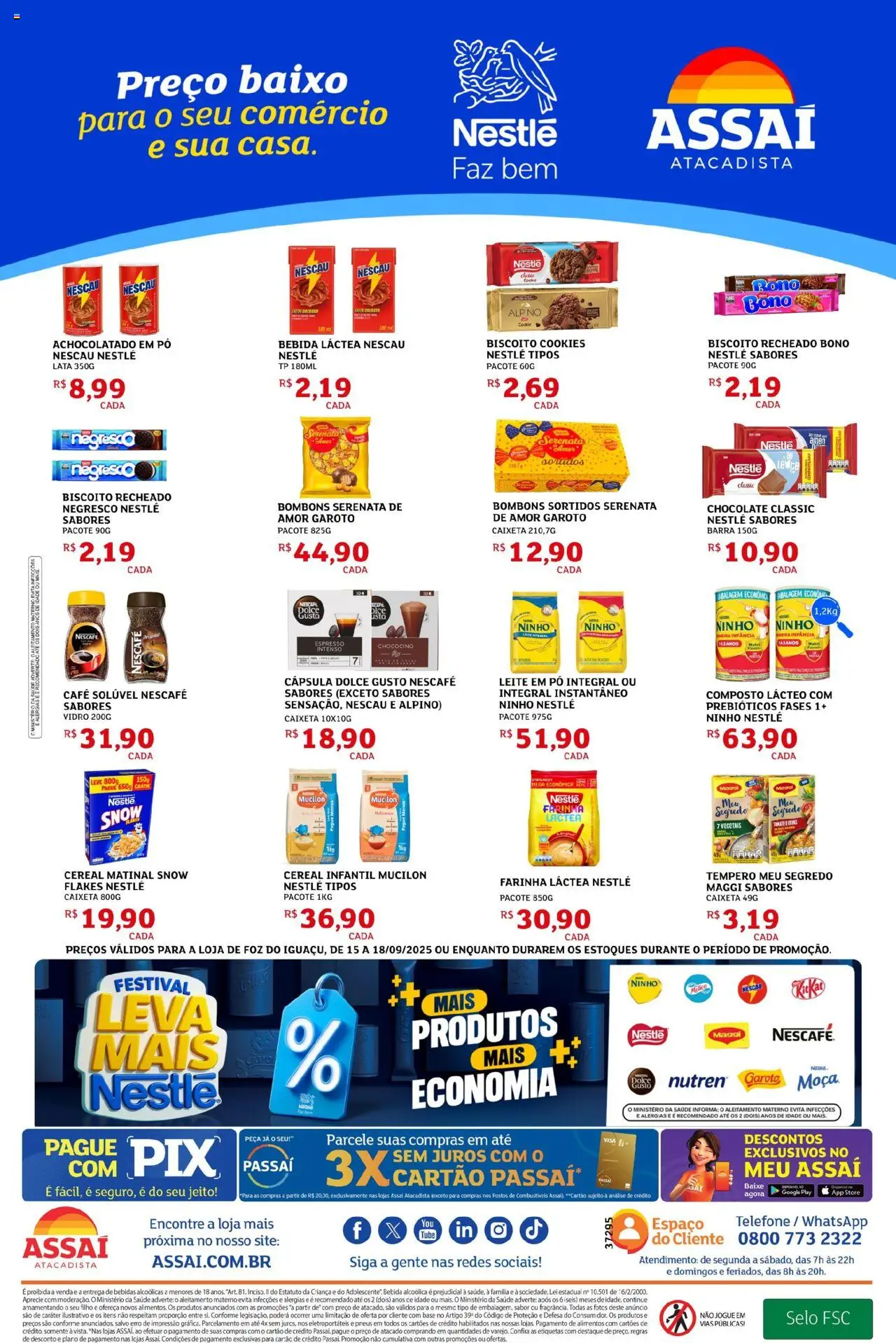 Assaí Atacadista Folheto - válido de 15.09.2025 | Página: 4 | Produtos: Leite, Cookies, Café solúvel, Leite em pó
