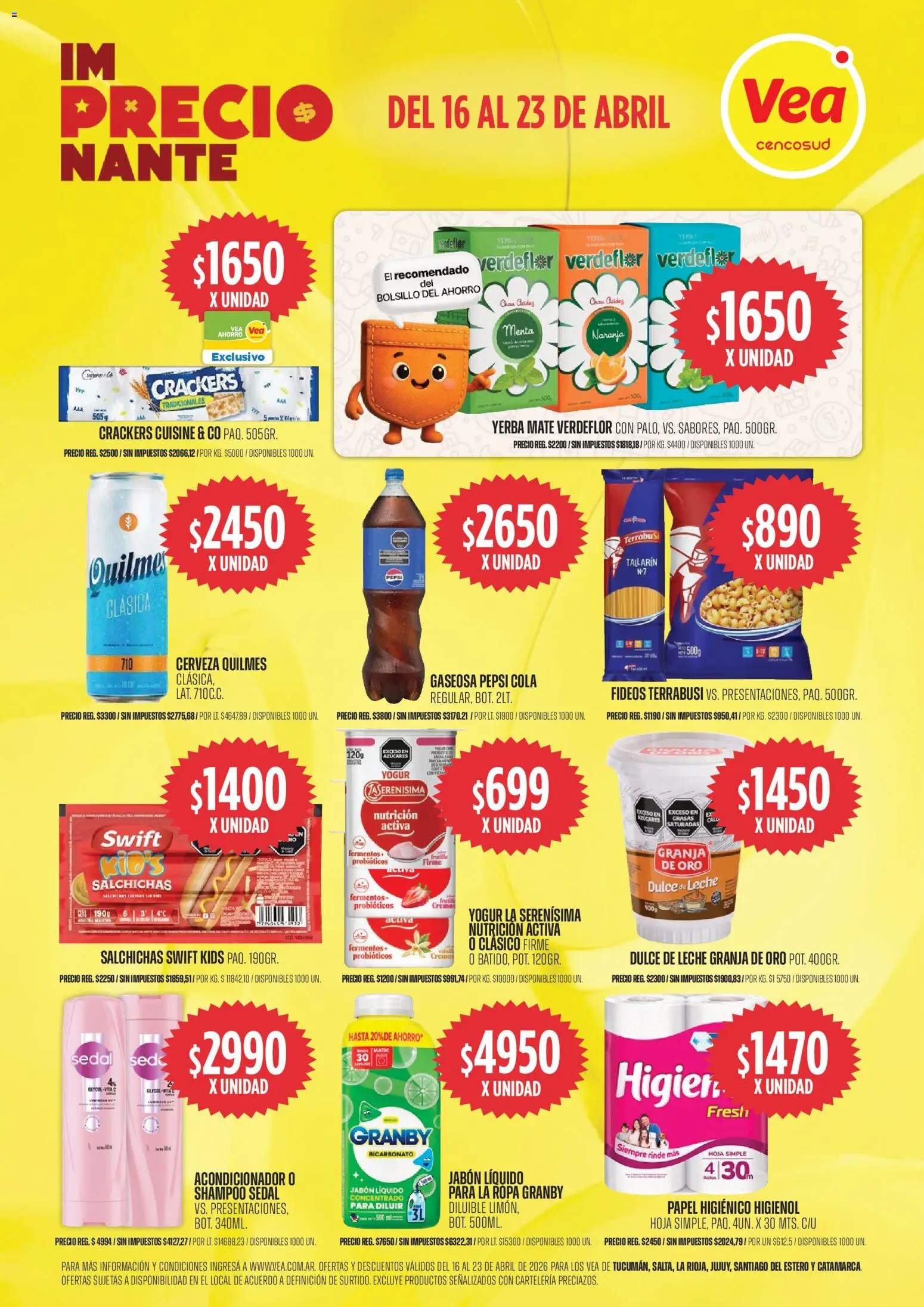 Vea ofertas │ válido desde el 16.04.2026 | Página: 1 | Productos: Papel higiénico, Leche, Cerveza, Fideos