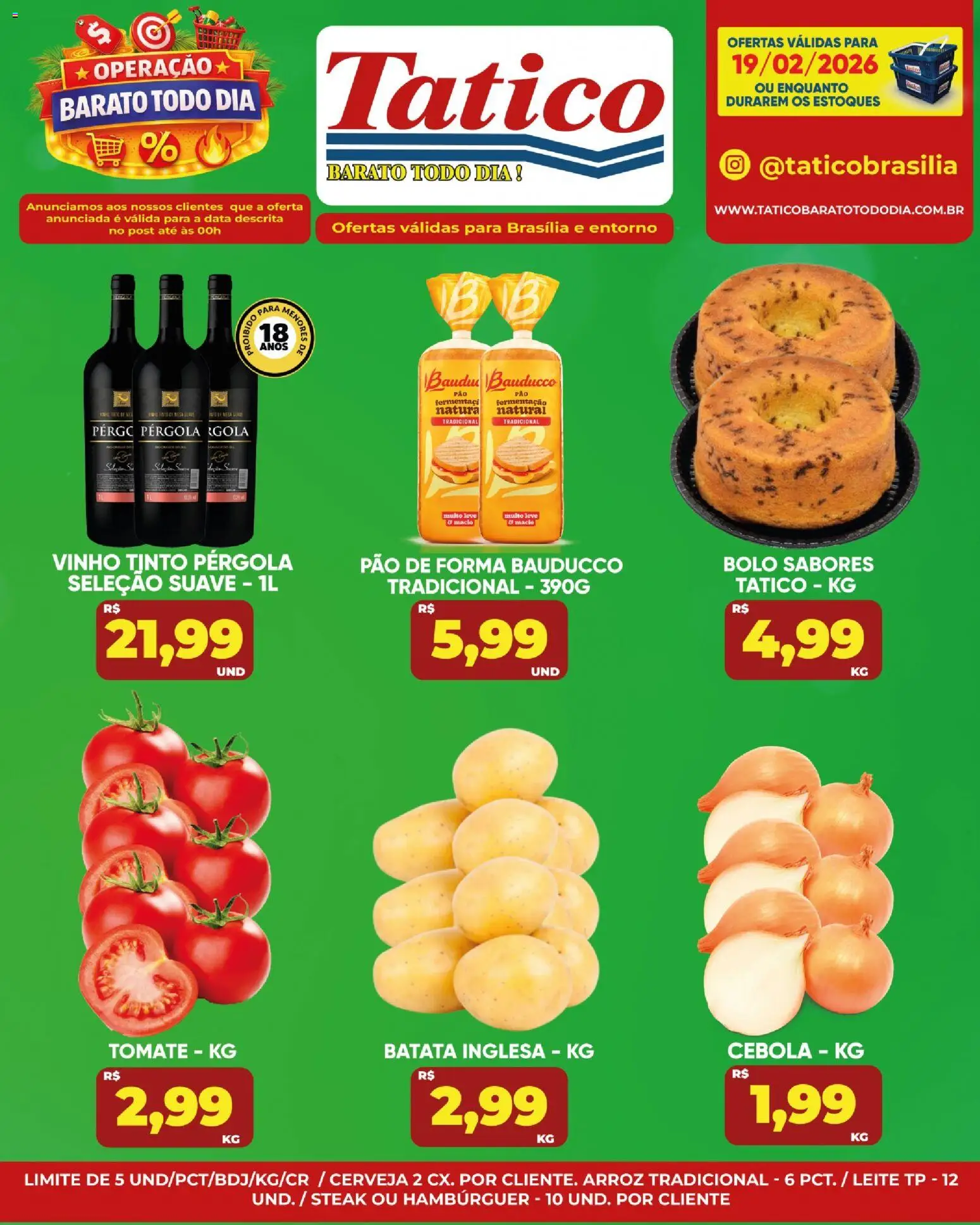 Tatico Folheto - válido de 19.02.2026 | Página: 14 | Produtos: Cebola, Pão de forma, Hambúrguer, Batata