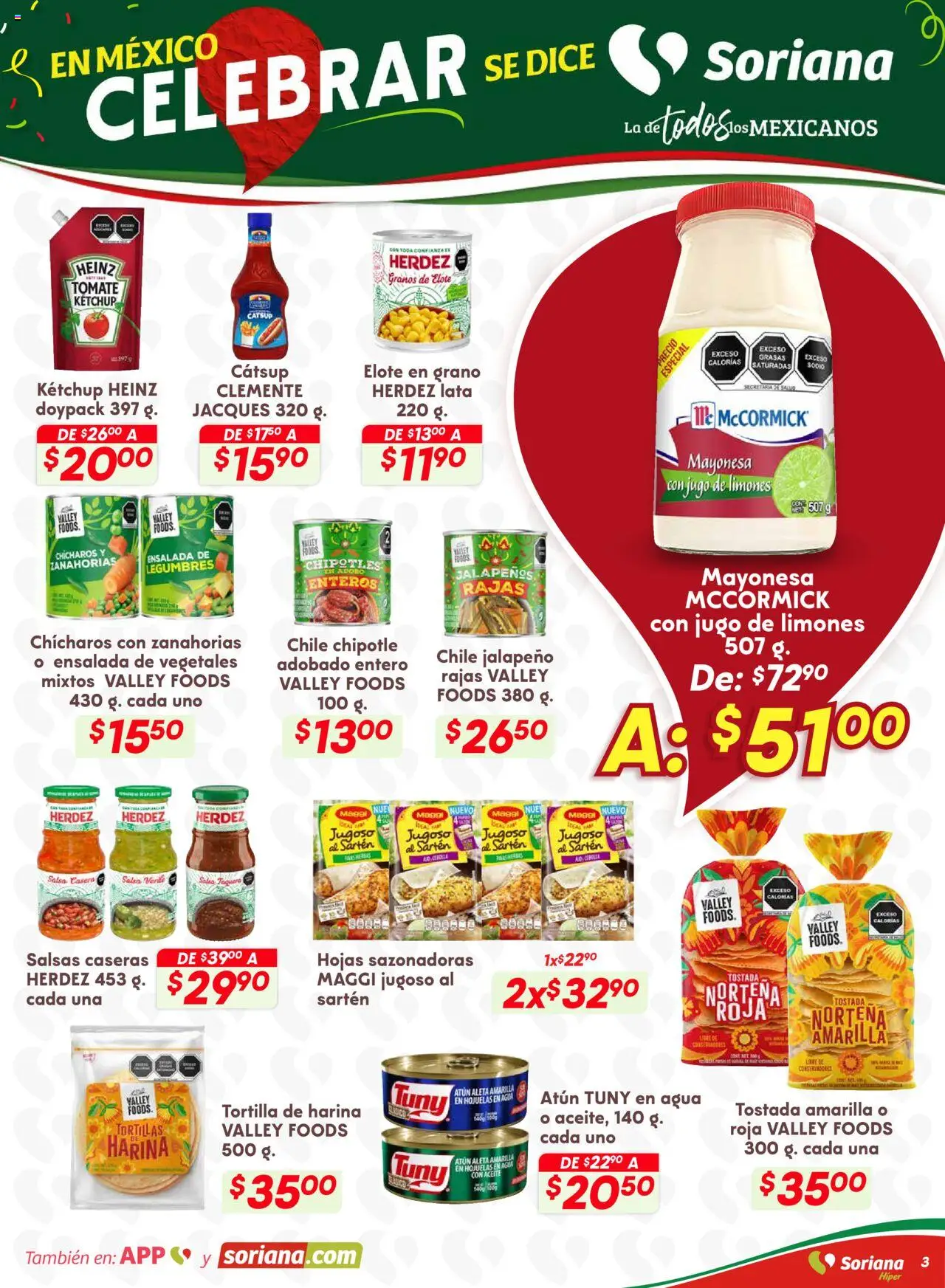 Nuevas ofertas de Soriana válidas en toda la República Mexicana desde el 18.09.2025. ¡Encuentra las mejores ofertas en Soriana - Preciazazaso Híper: Edo Mex, Gro, Hgo, Mor, Pue, Qto, Tlax, Ver! | Página: 10 | Productos: Atún, Aceite, Catsup, Hojuelas