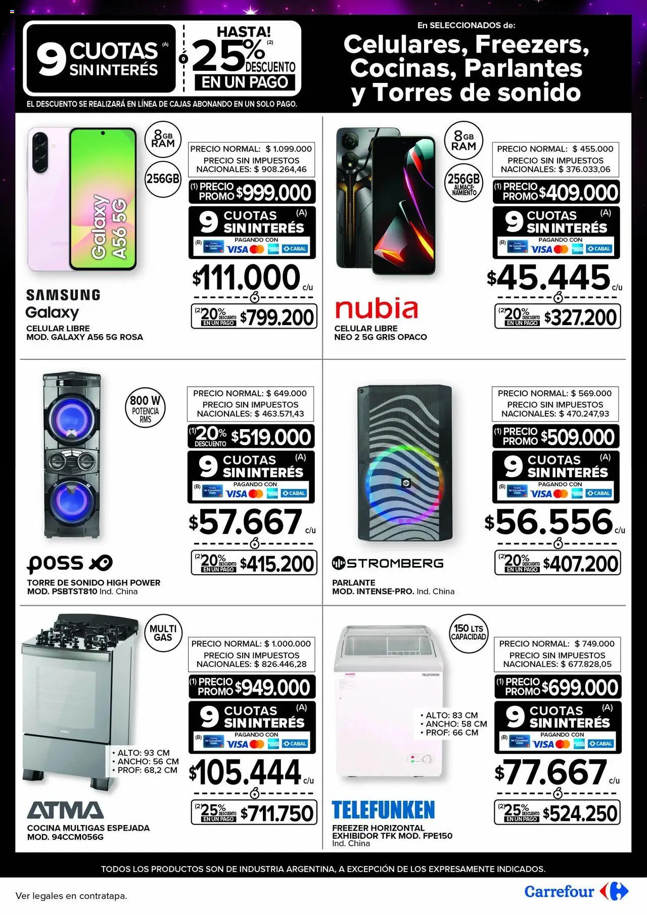 Carrefour ofertas │ válido desde el 18.09.2025 | Página: 3 | Productos: Cocina, Parlante, Freezer