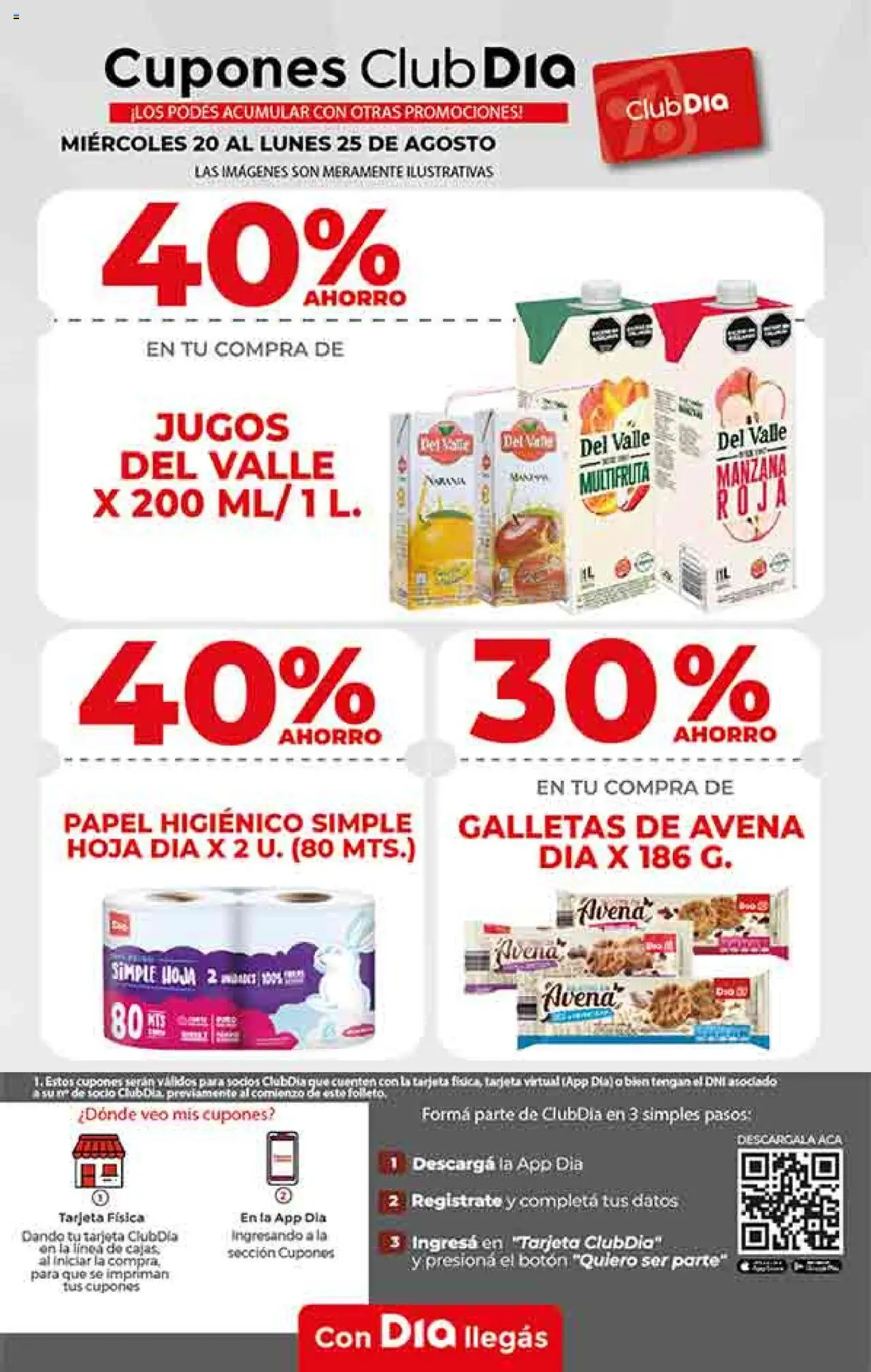 Supermercado DIA Ofertas │ válido desde el 20.08.2025 | Página: 6 | Productos: Papel higiénico, Avena, Manzana, Galletas