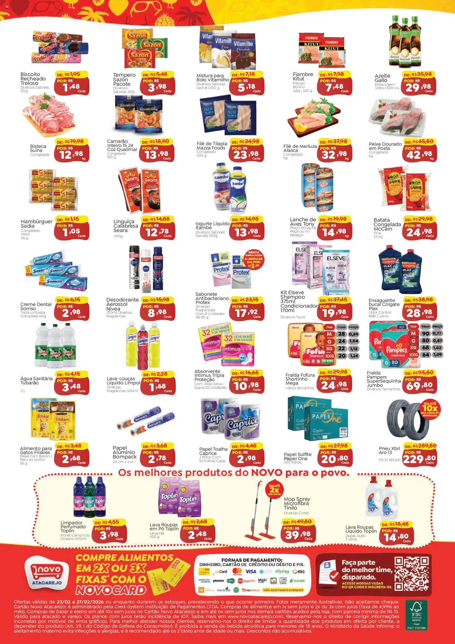 Novo Atacarejo Folheto - válido de 23.02.2026 | Página: 2 | Produtos: Papel toalha, Pó, Faca, Bebida