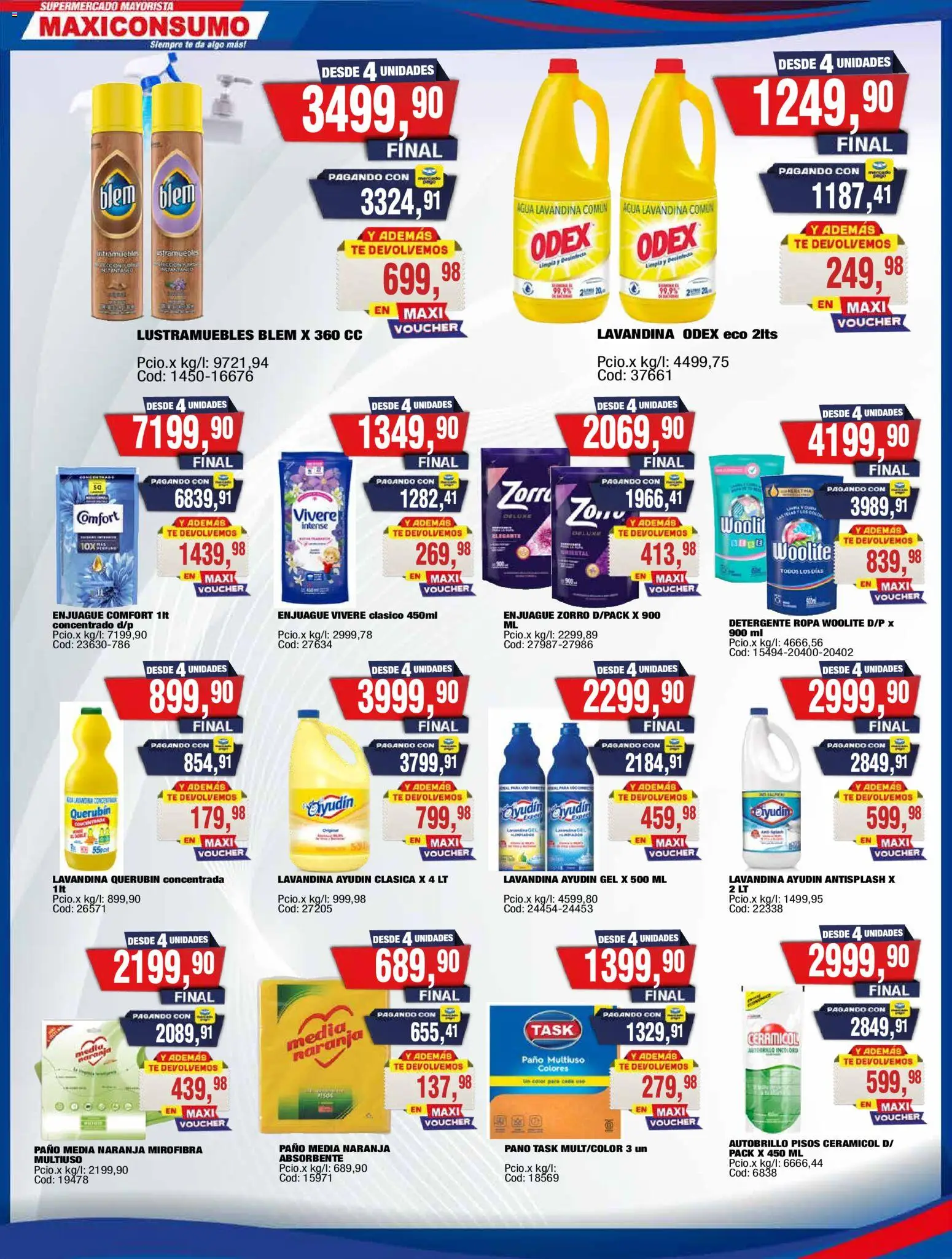 Maxiconsumo ofertas │ válido desde el 23.03.2026 | Página: 23 | Productos: Lustramuebles, Lavandina, Ropa, Té