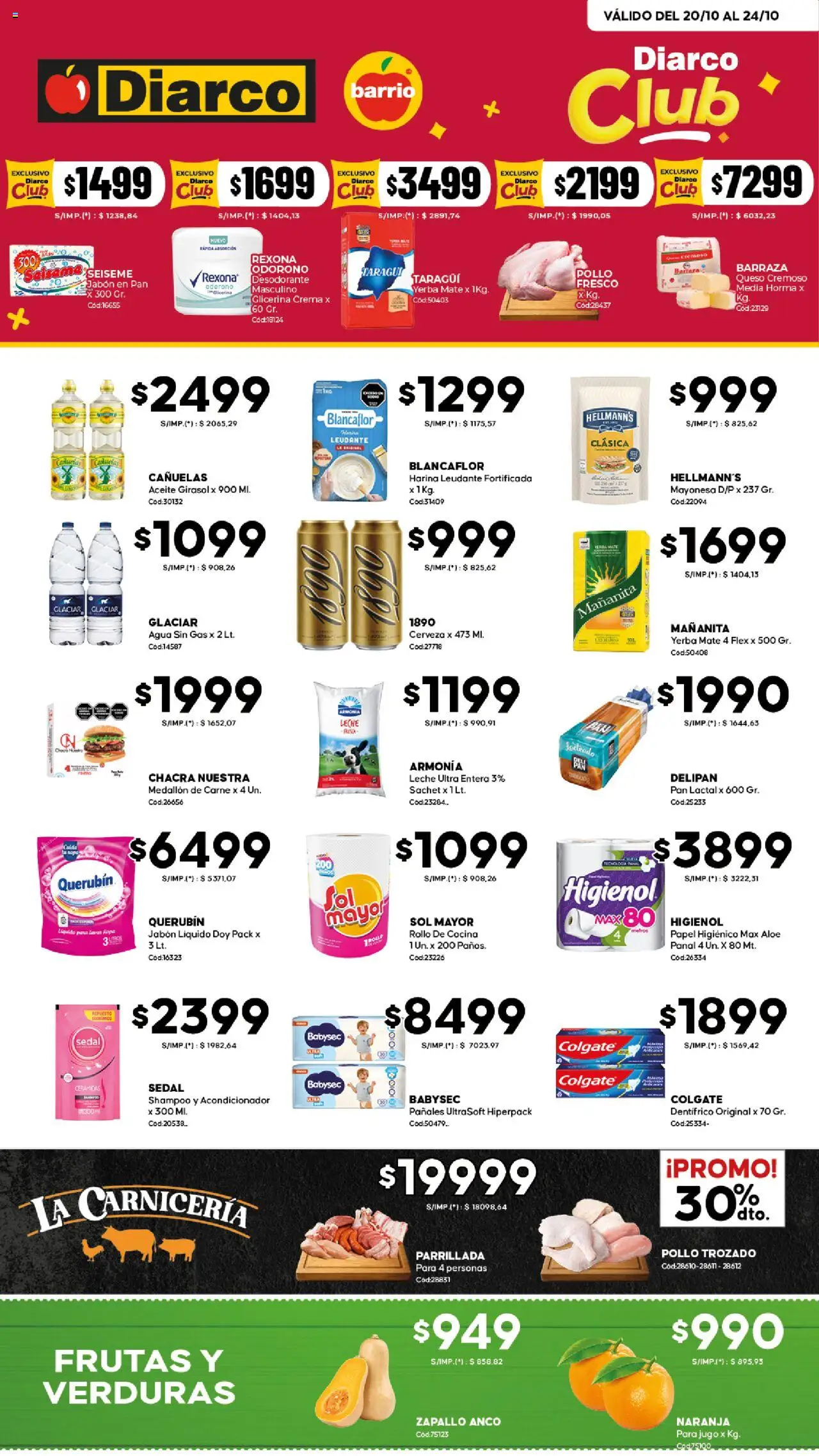 Diarco - Ofertas Barrio │ válido desde el 20.10.2025 | Página: 1 | Productos: Jabón líquido, Desodorante, Huevo, Cerveza