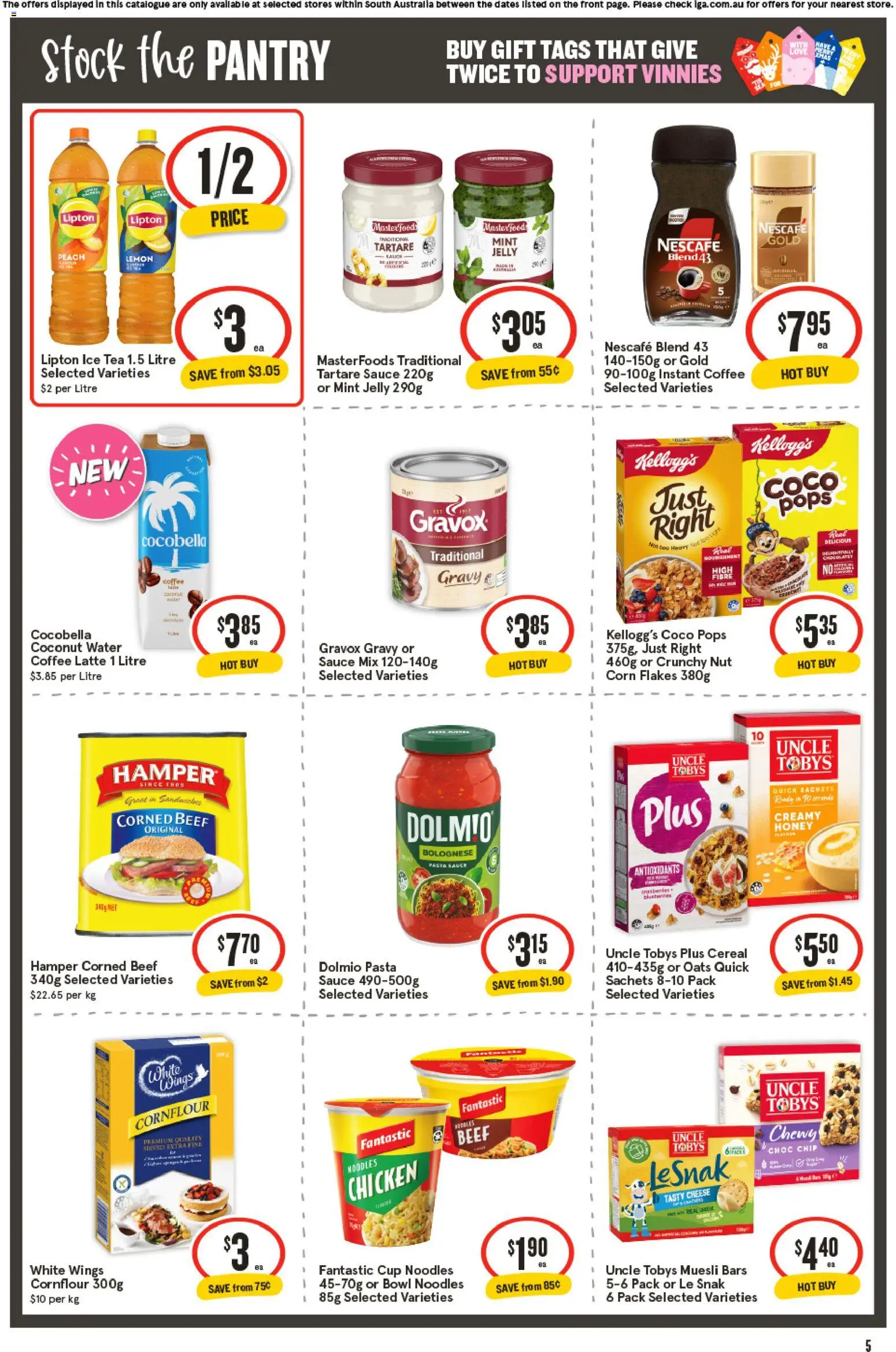 IGA catalogue - valid from 12.11.2025 | Page: 5 | Products: Honey, Oats, Pasta, Peach