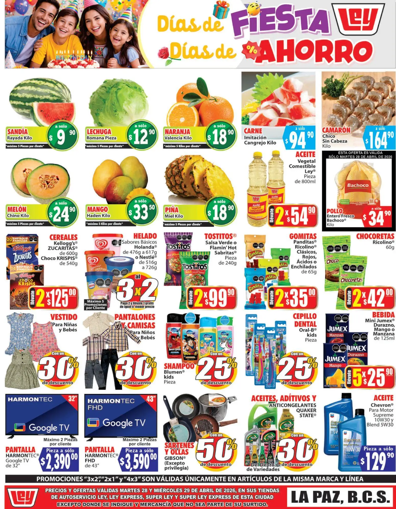 Nuevas ofertas de Casa Ley válidas en toda la República Mexicana desde el 28.04.2026. ¡Encuentra las mejores ofertas en Casa Ley folleto Autoservicio La Paz, BCS! | Página: 2 | Productos: Pantalones, Sandía, Cepillo, Chocolate