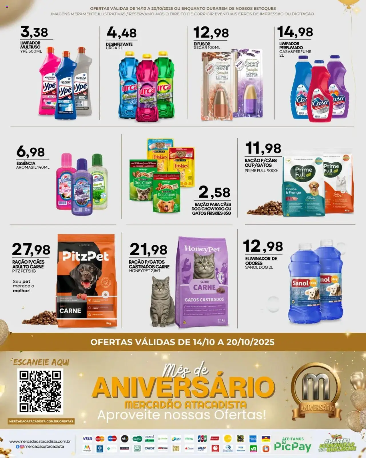 Mercadão Atacadista Folheto - válido de 14.10.2025 | Página: 12 | Produtos: Difusor, Limpador multiuso, Carne, Frango