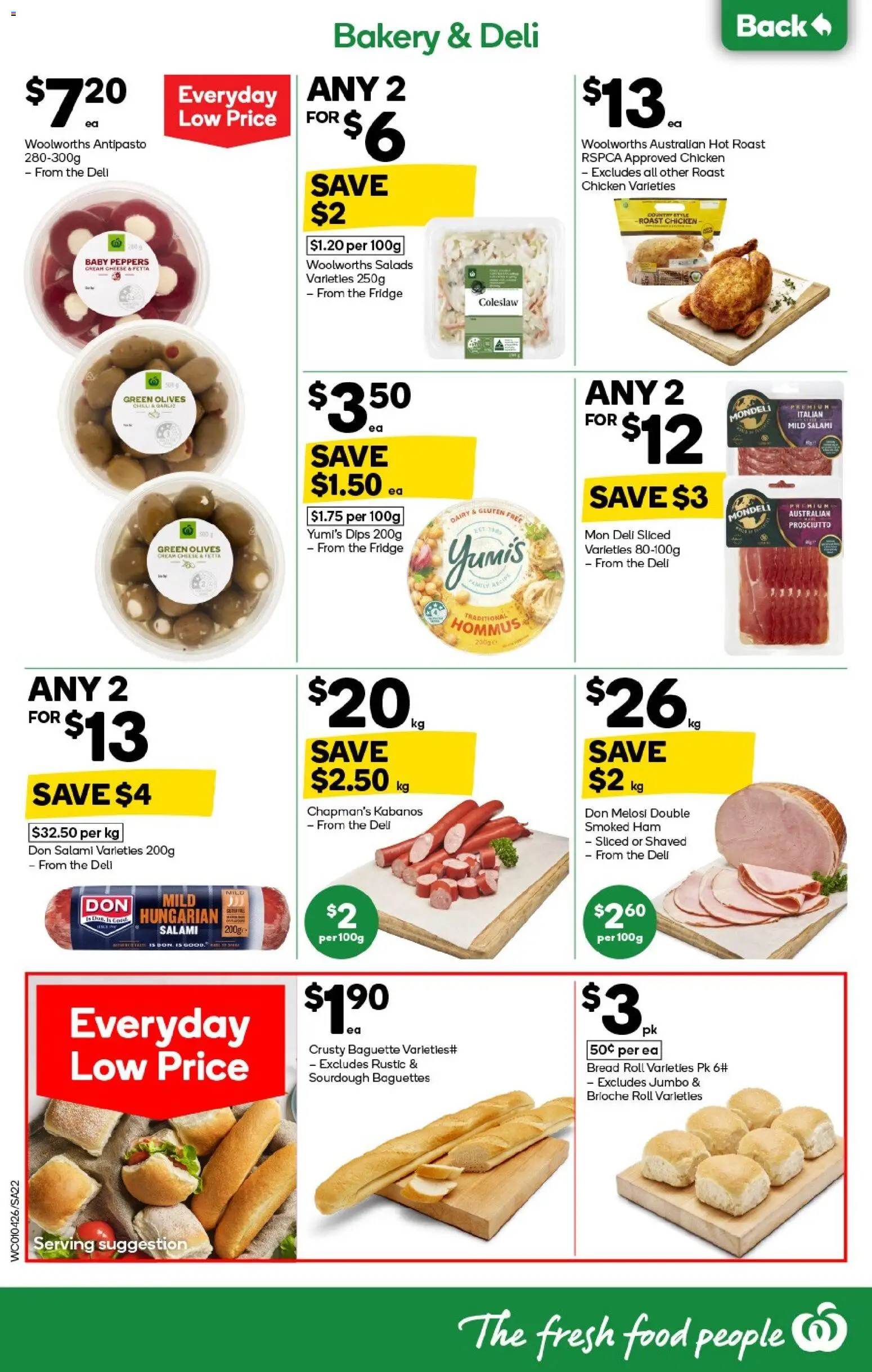 Woolworths catalogue - valid from 01.04.2026 | Page: 22 | Products: Cheese, Ham, Chicken, Bakery
