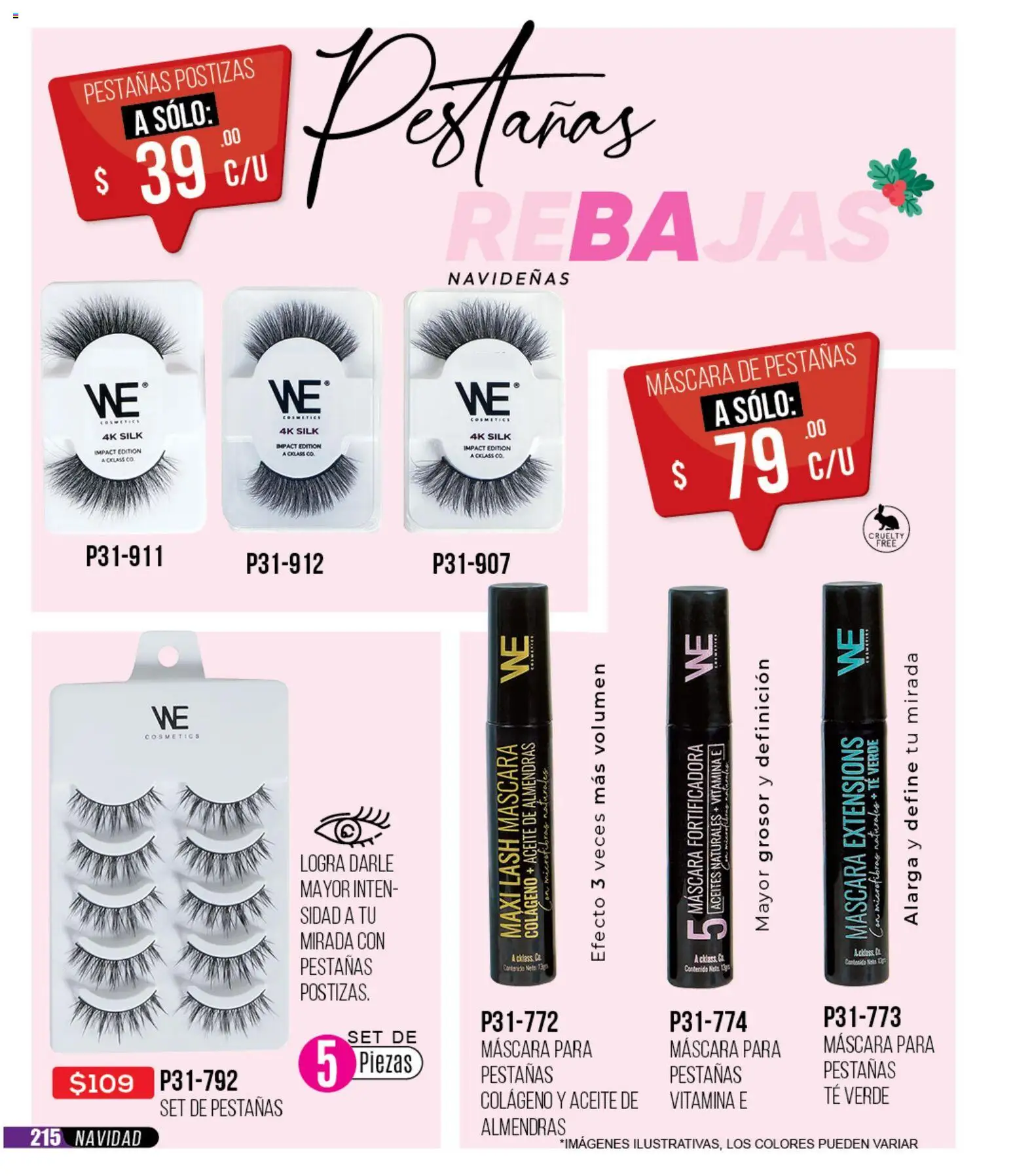 Nuevas ofertas de Cklass válidas en toda la República Mexicana desde el 30.11.2025. ¡Encuentra las mejores ofertas en Cklass catálogo Rebajas Navideñas Ropa! | Página: 216 | Productos: Almendras, Máscara, Té, Pestañas postizas