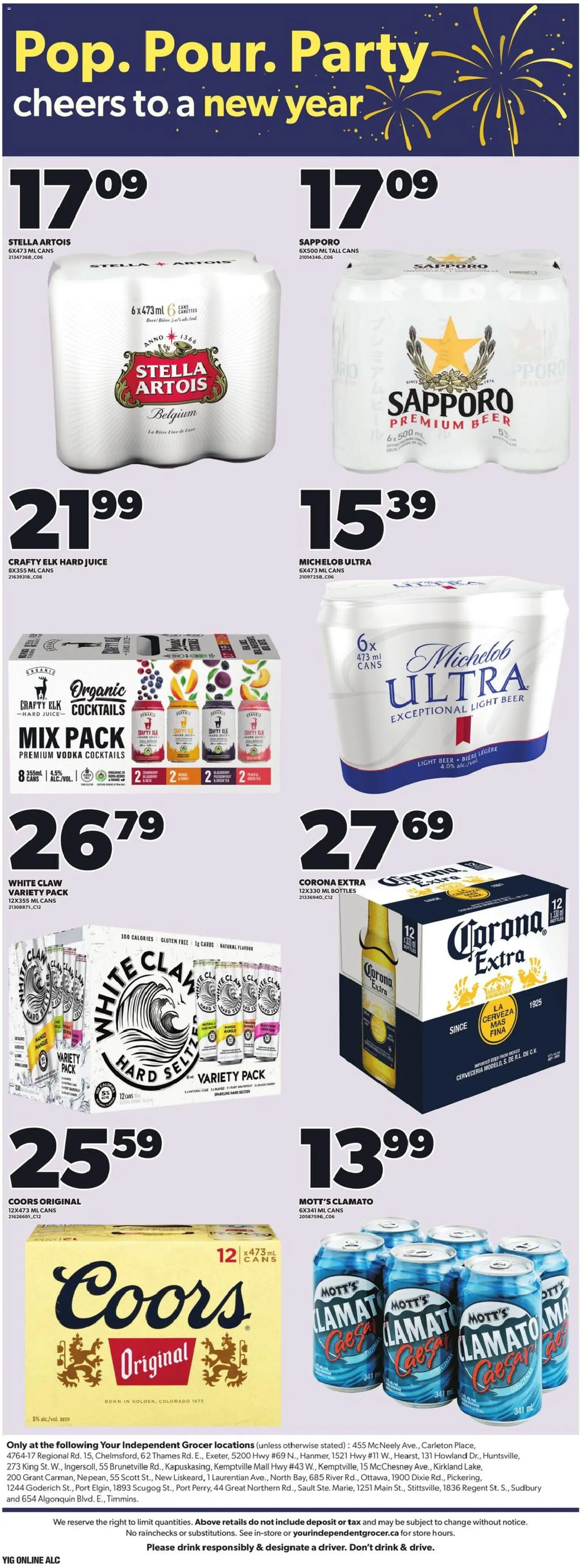 Independent Grocer flyer valid from 25.12.2025 | Page: 13 | Products: Tea, Vodka, Juice, Beer
