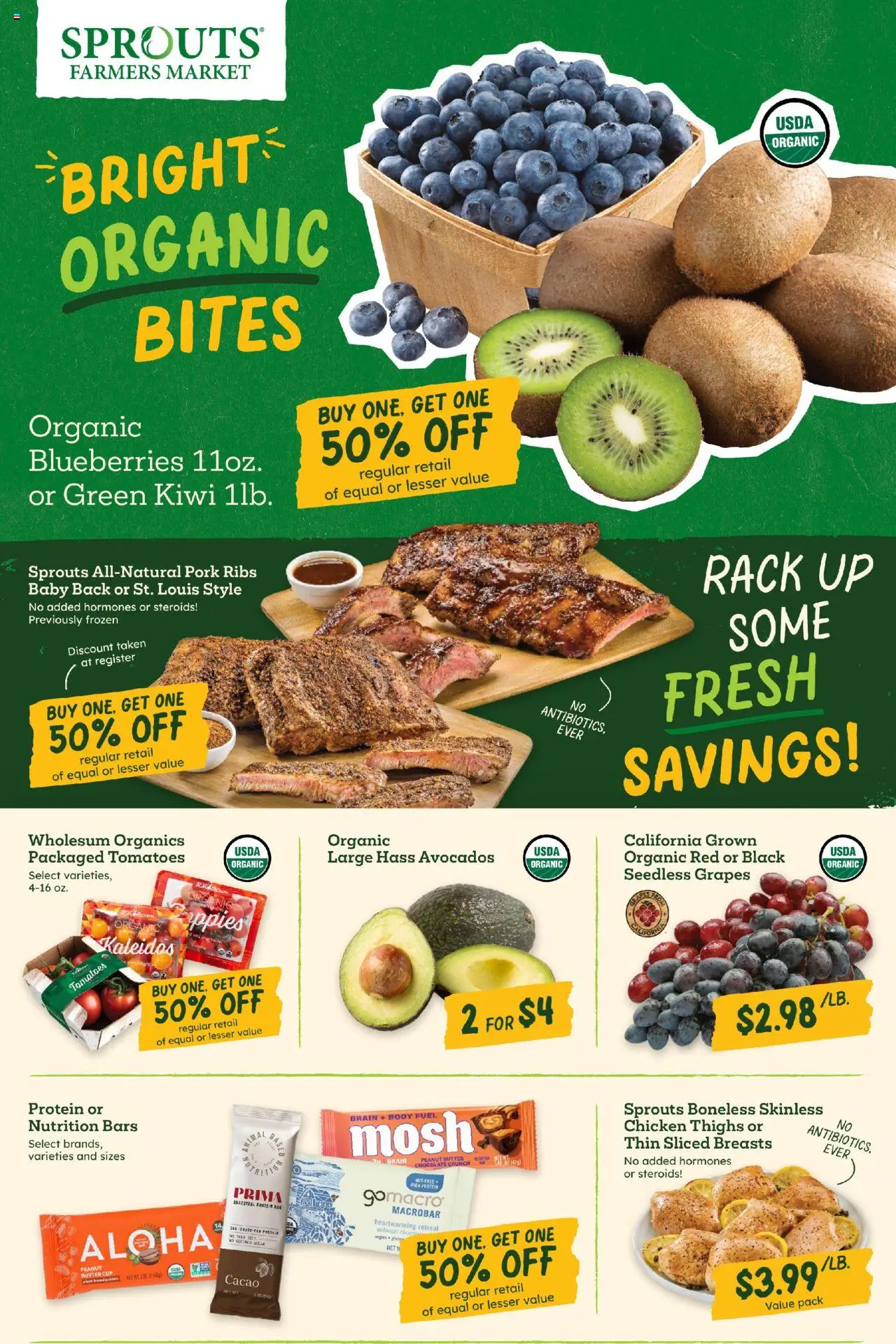 Sprouts Weekly Ad - valid from 22.10.2025 | Page: 2 | Products: Tomatoes, Kiwi, Grapes, Blueberries