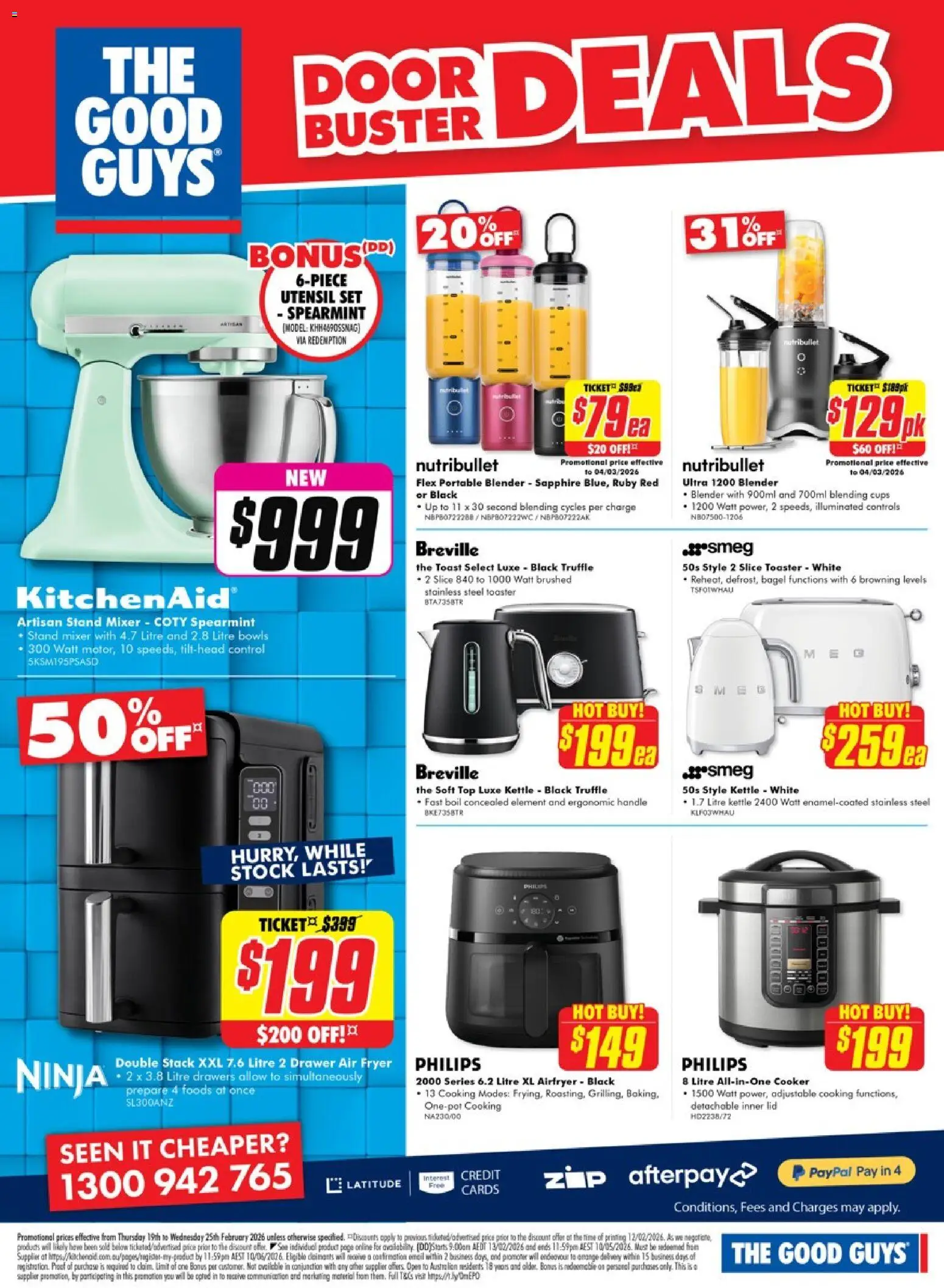 The Good Guys catalogue - valid from 18.02.2026 | Page: 12 | Products: Door, Drawer, Kettle, Toaster
