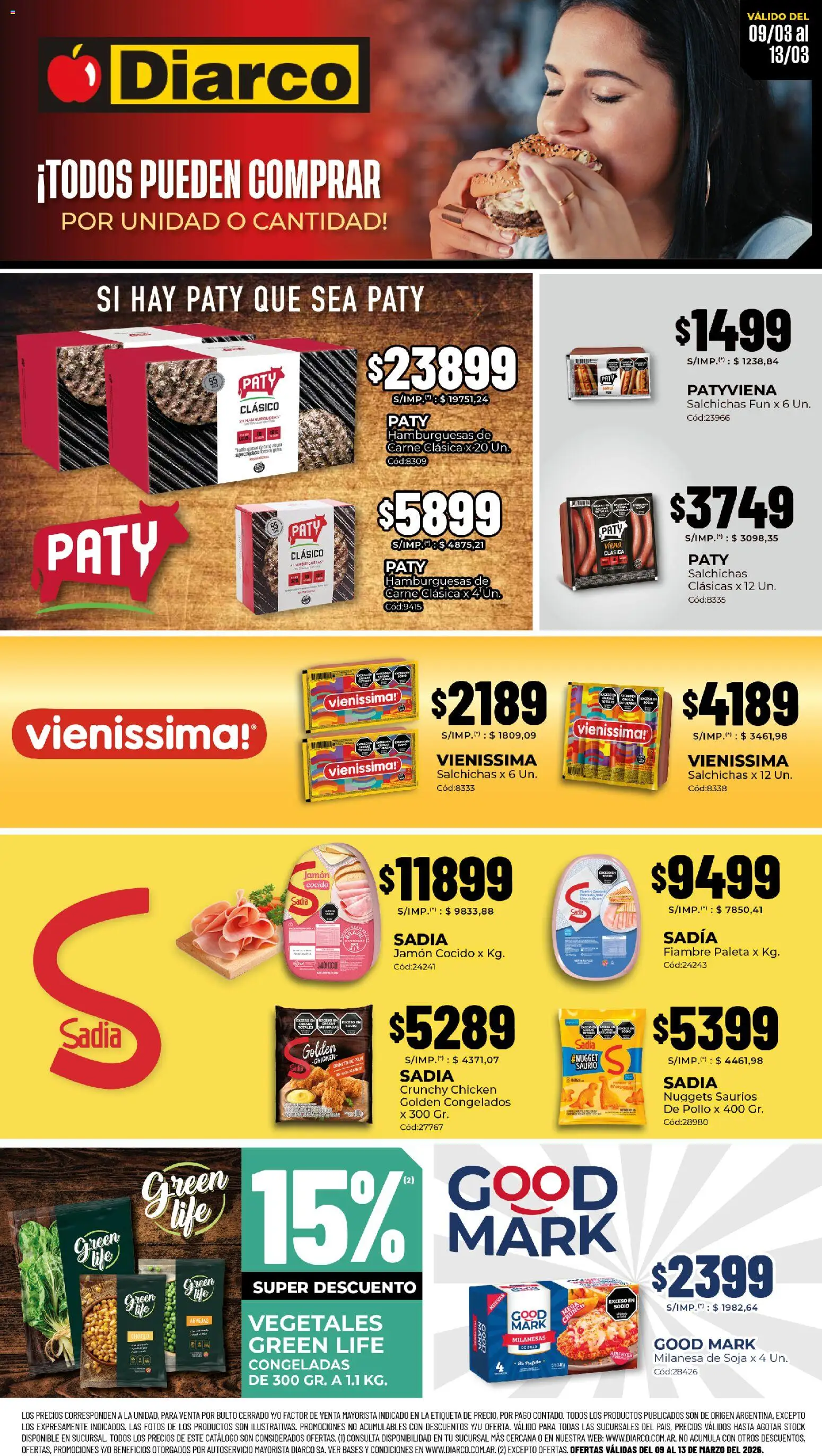 Diarco - ESPECIAL QUICKFOOD │ válido desde el 09.03.2026 | Página: 1 | Productos: Pollo, Milanesa, Jamón cocido, Paleta