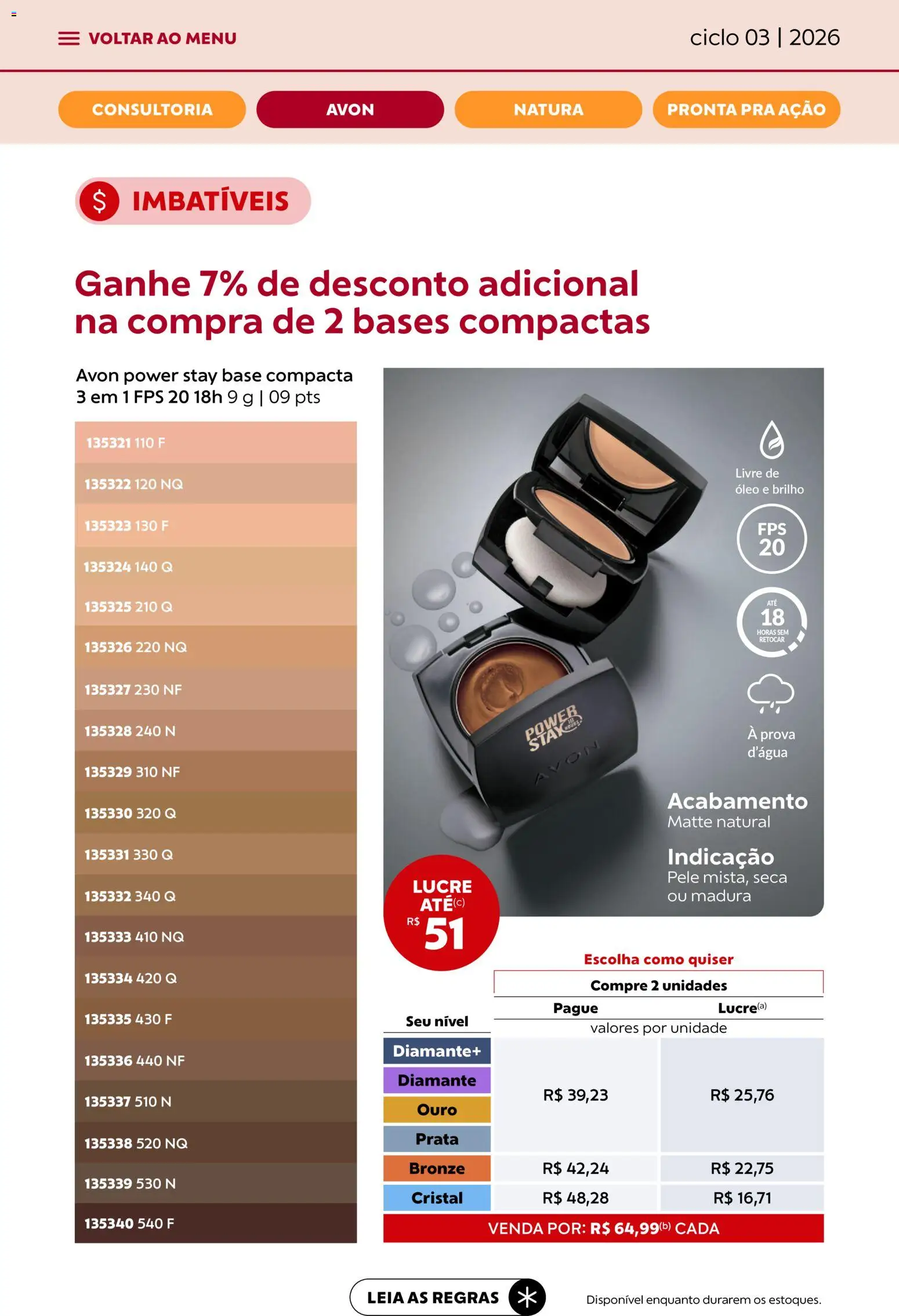 Avon Folheto - válido de 15.01.2026 | Página: 10 | Produtos: Óleo, Base