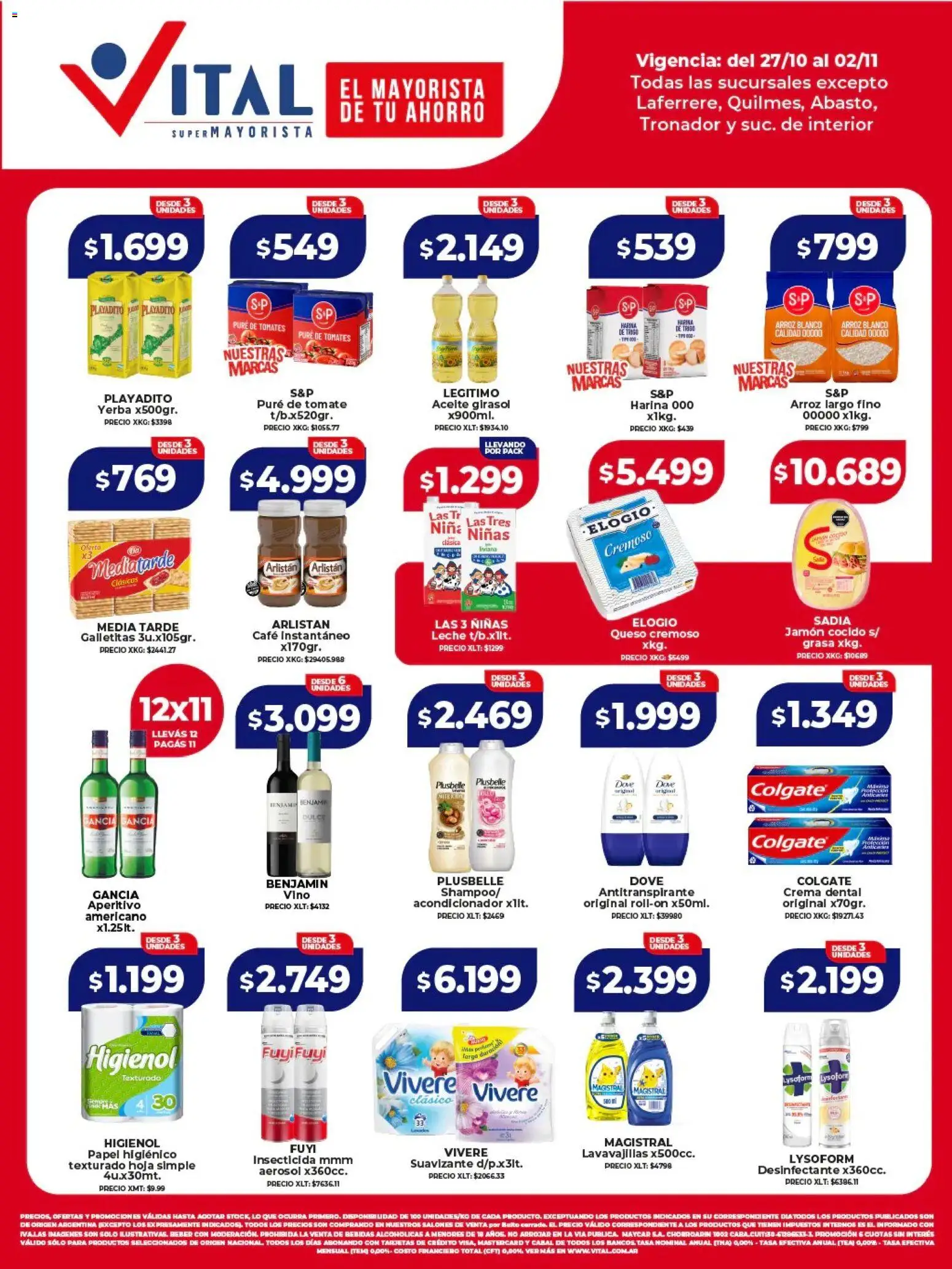 Vital - Ofertas - Avellaneda │ válido desde el 27.10.2025 | Página: 1 | Productos: Papel higiénico, Leche, Queso, Jamón