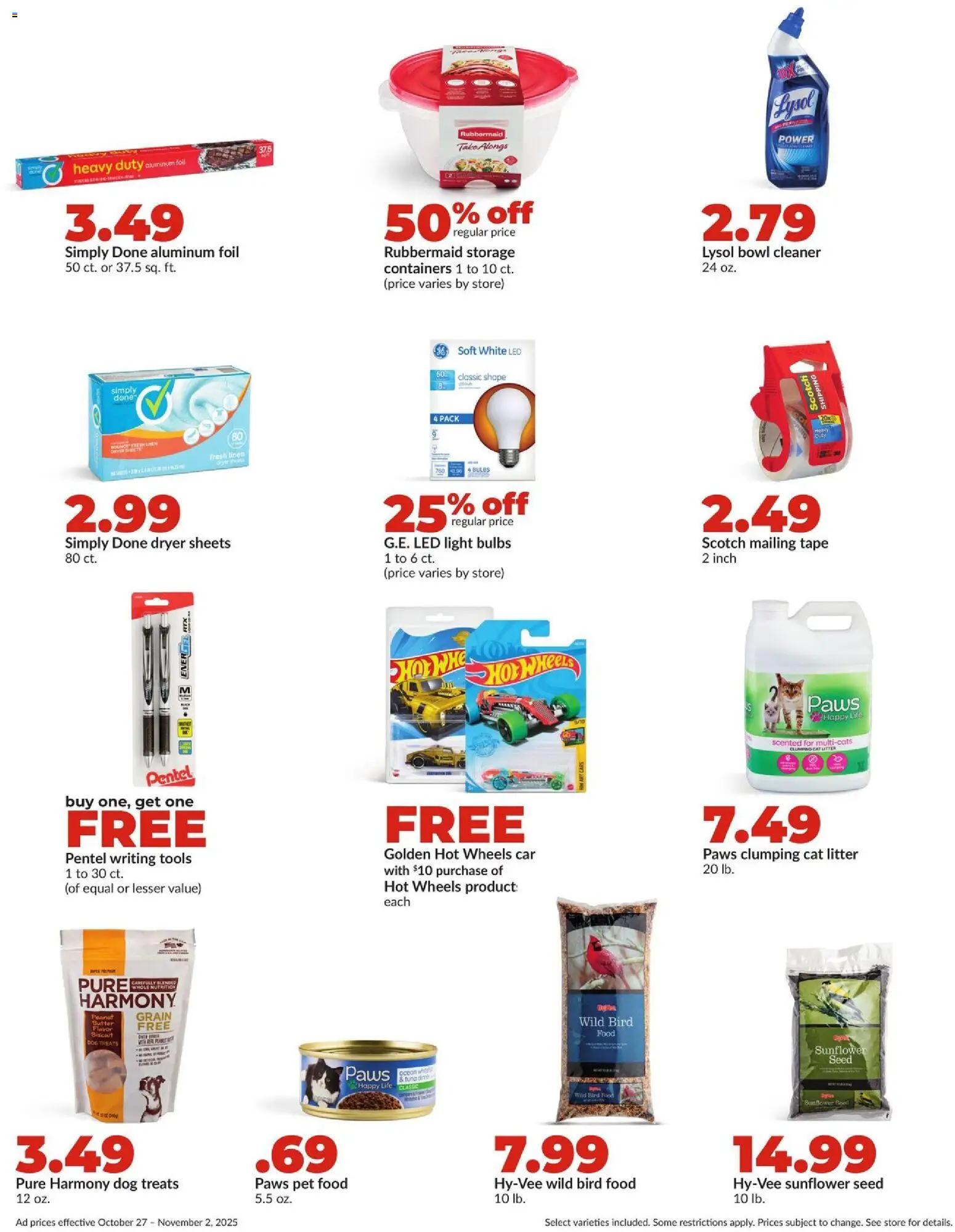 HyVee Weekly Ad - valid from 27.10.2025 | Page: 32 | Products: Dog Treats, Cat Litter, Butter, Dryer