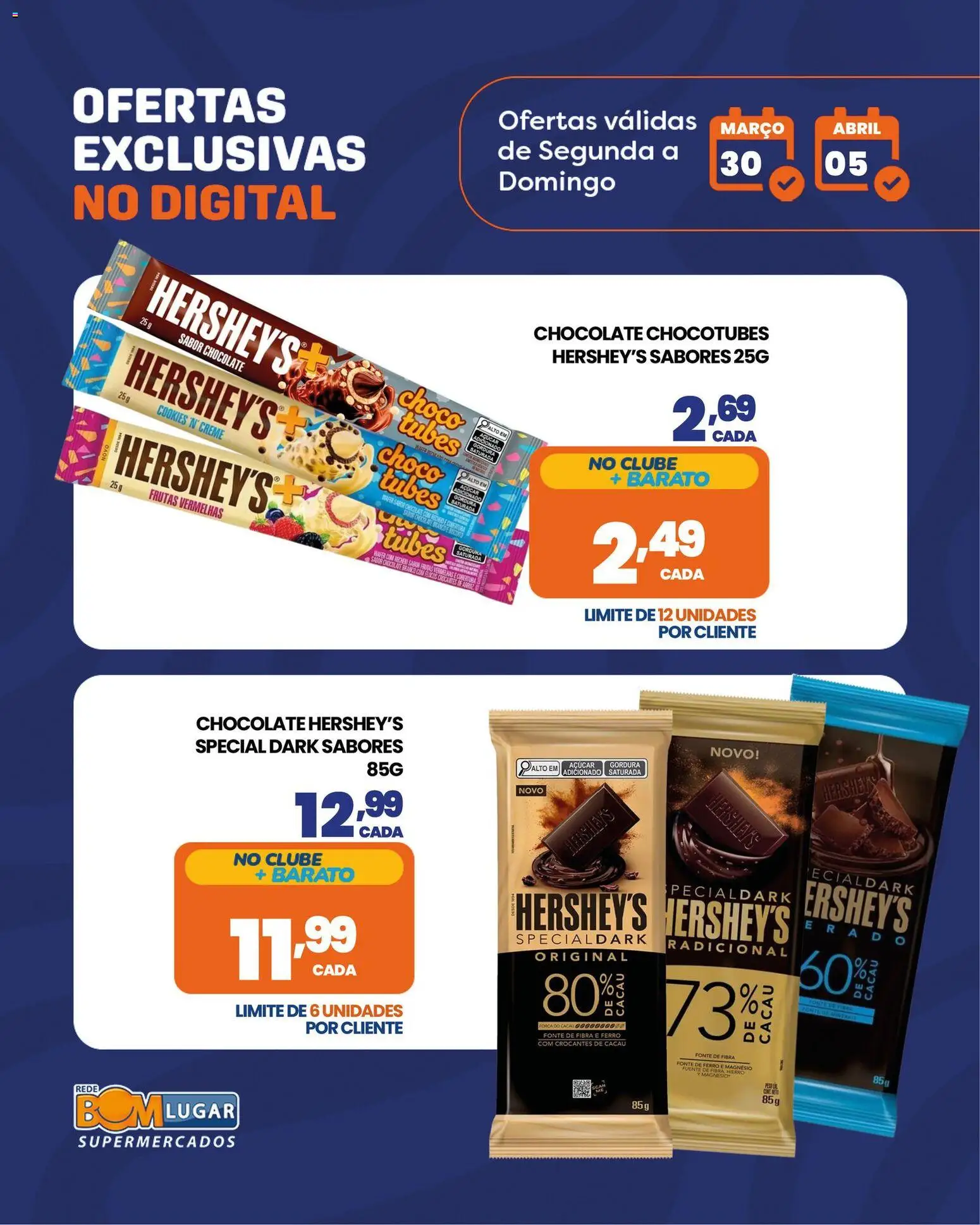 Rede Bom Lugar Folheto - válido de 30.03.2026 | Página: 1 | Produtos: Ferro, Chocolate, Creme, Açúcar