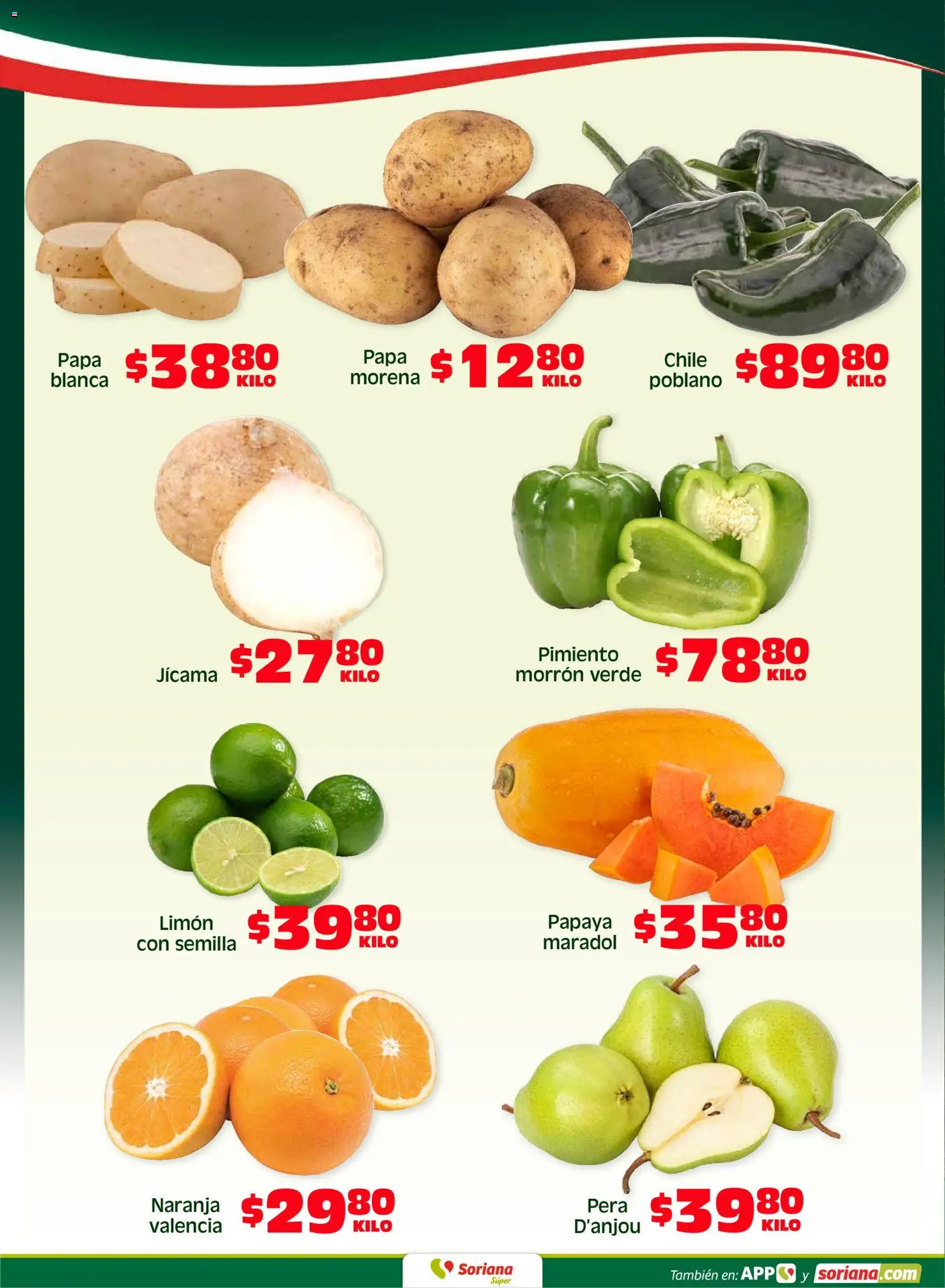 Nuevas ofertas de Soriana válidas en toda la República Mexicana desde el 17.04.2026. ¡Encuentra las mejores ofertas en Soriana Fin de Semana Súper: Tijuana, Mexicali, Ensenada, San Luis Río Colorado y Tecate! | Página: 4 | Productos: Papa, Pera, Limón, Pimiento