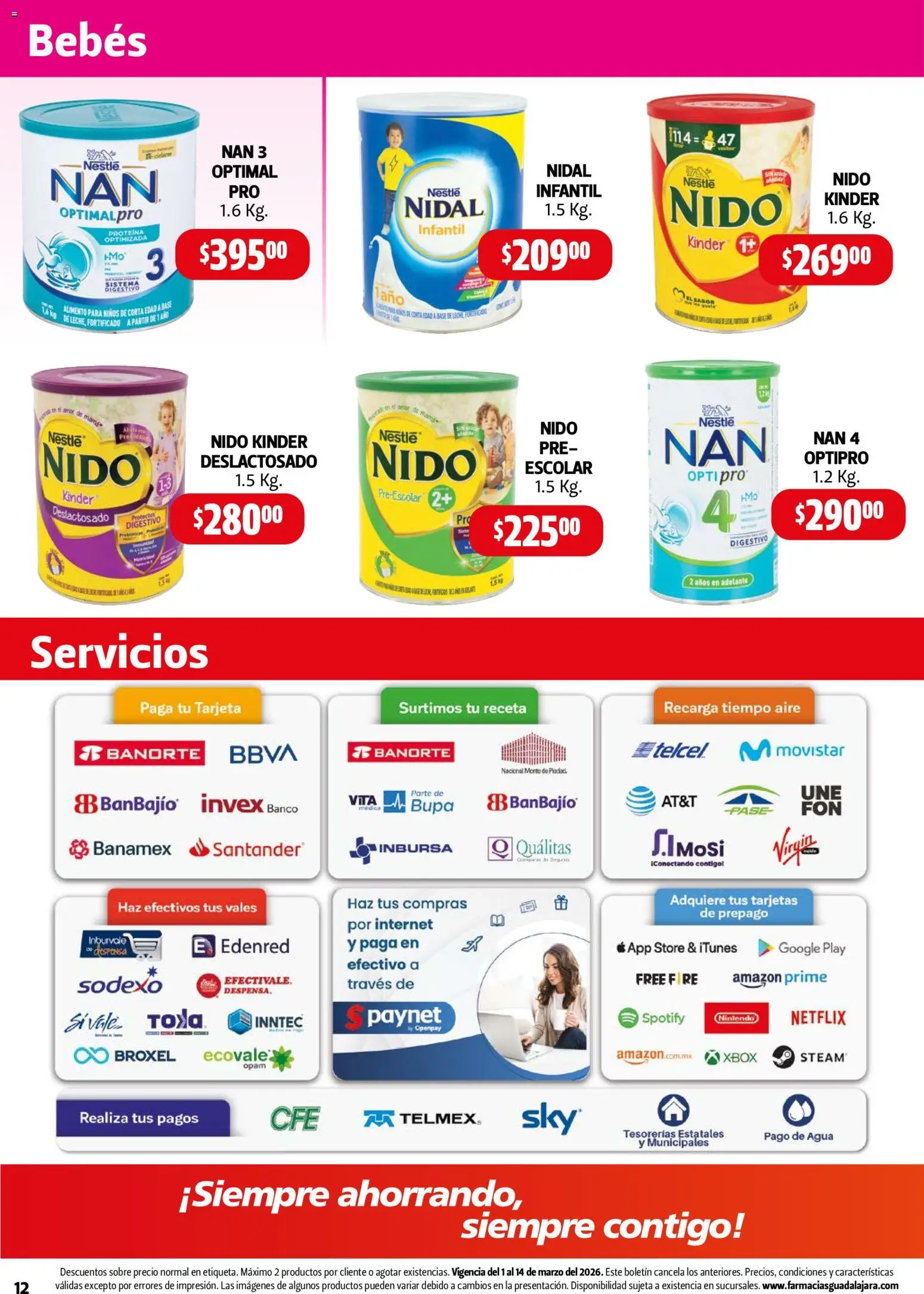 Nuevas ofertas de Farmacia Guadalajara válidas en toda la República Mexicana desde el 01.03.2026. ¡Encuentra las mejores ofertas en Farmacia Guadalajara catálogo! | Página: 12 | Productos: Agua, Banco, Sobre, Xbox