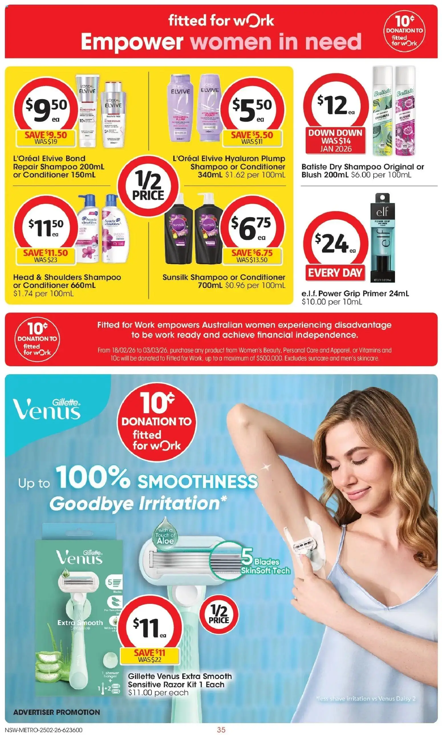 Coles catalogue - valid from 25.02.2026 | Page: 35 | Products: Shower, Shampoo, Conditioner, Razor