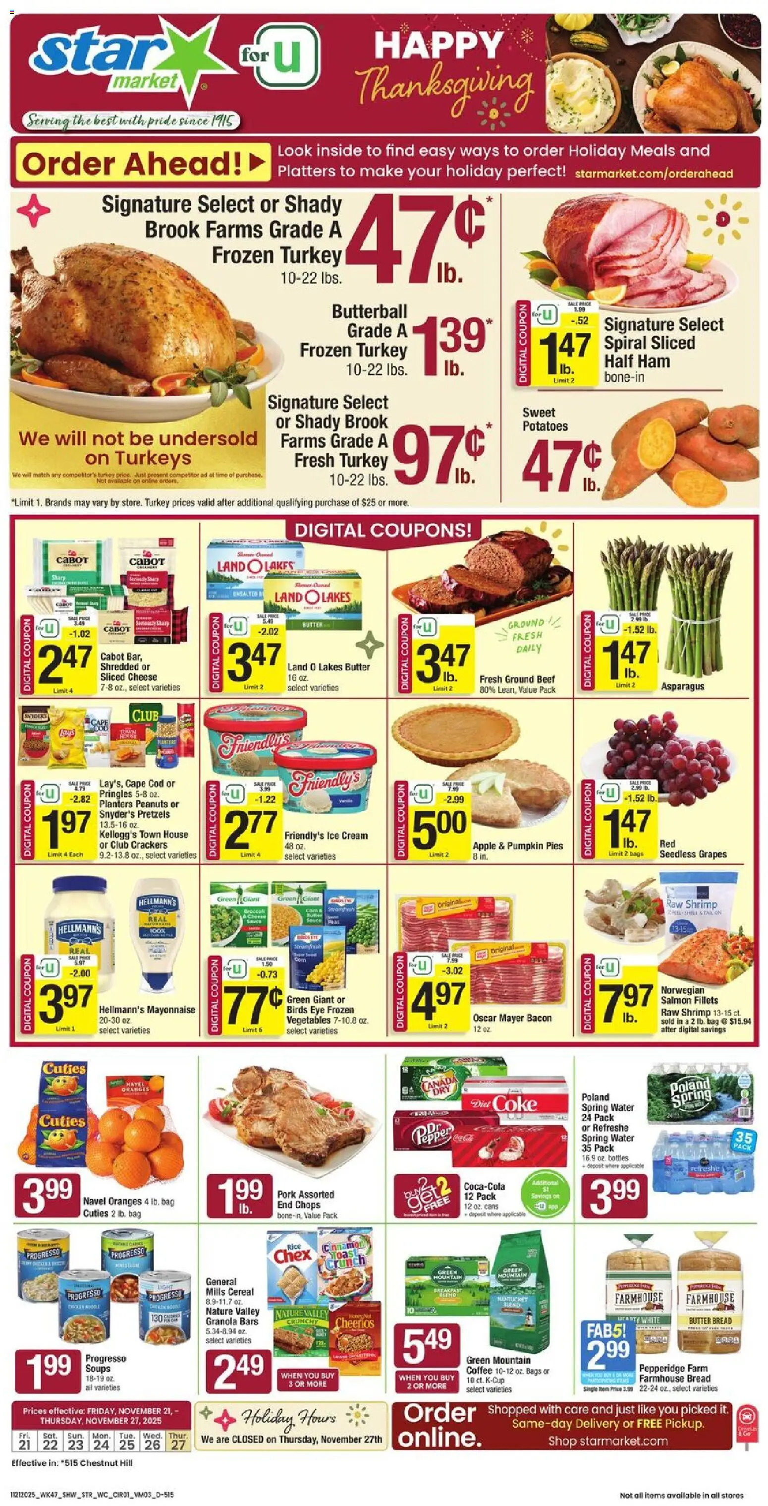 Star Market Weekly Ad - valid from 21.11.2025 | Page: 1 | Products: Cheese, Oranges, Ice cream, Pepper