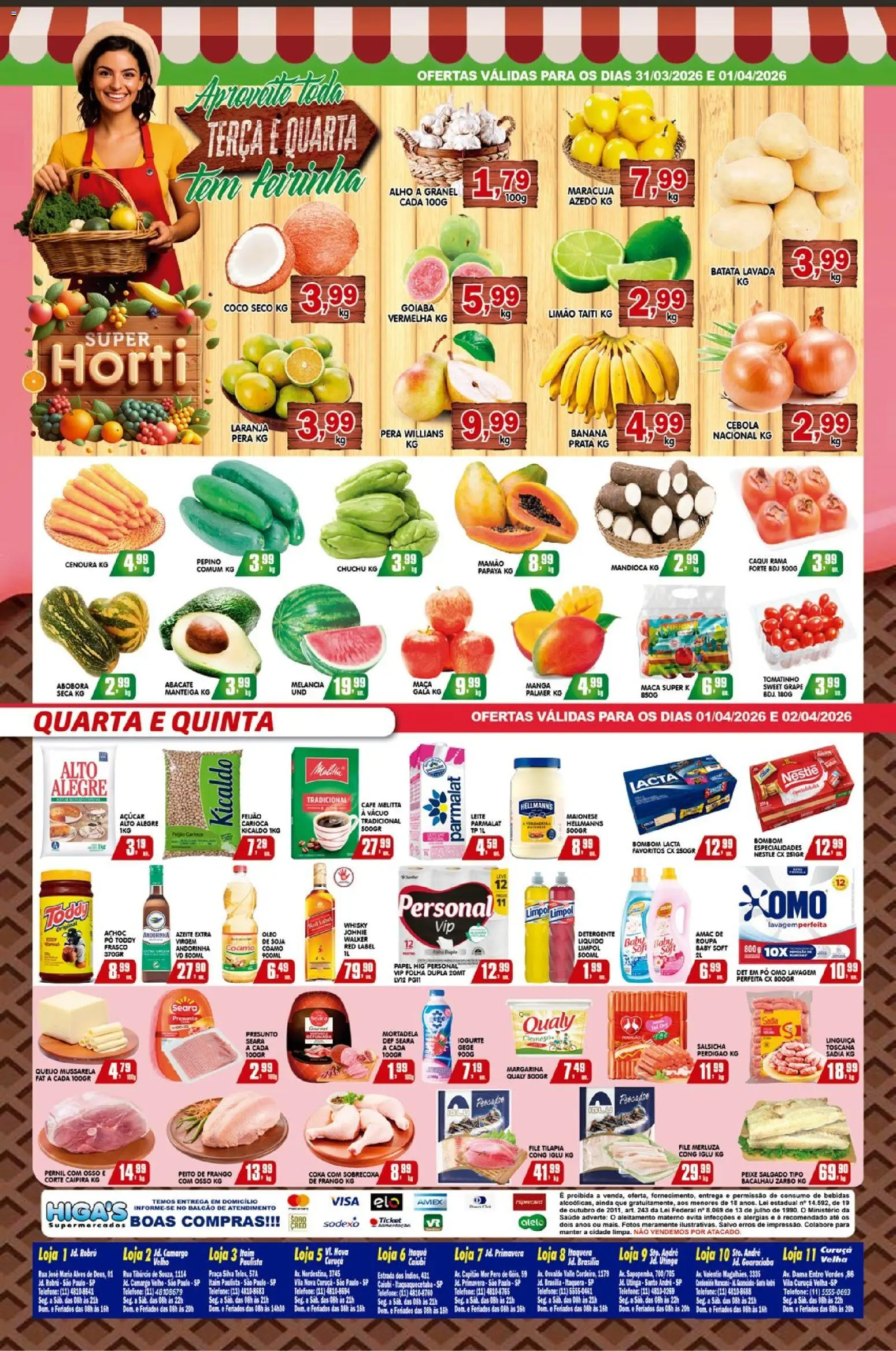 Higa's Supermercado Folheto - válido de 01.04.2026 | Página: 4 | Produtos: Pó, Óleo, Tilápia, Telefone