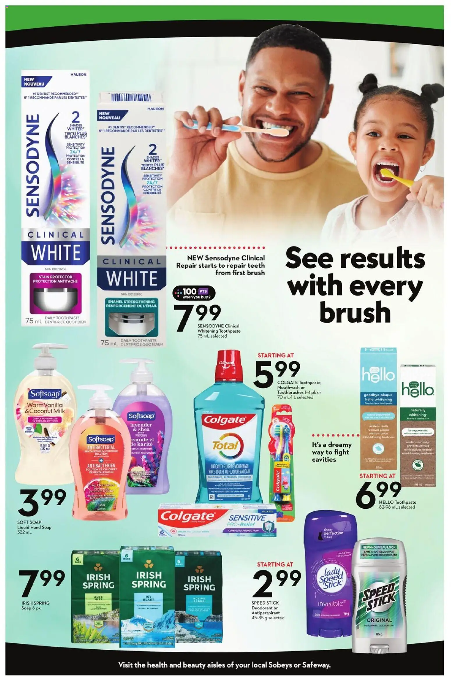 Sobeys flyer valid from 12.02.2026 | Page: 6 | Products: Antiperspirant, Toothpaste, Mouthwash, Milk