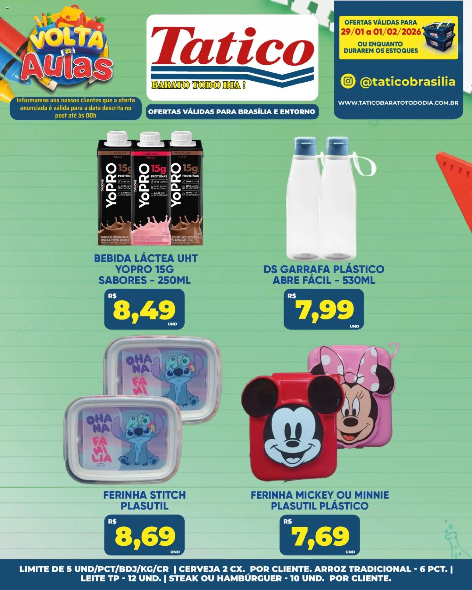 Tatico Folheto - válido de 30.01.2026 | Página: 32 | Produtos: Leite, Chocolate, Hambúrguer, Bebida