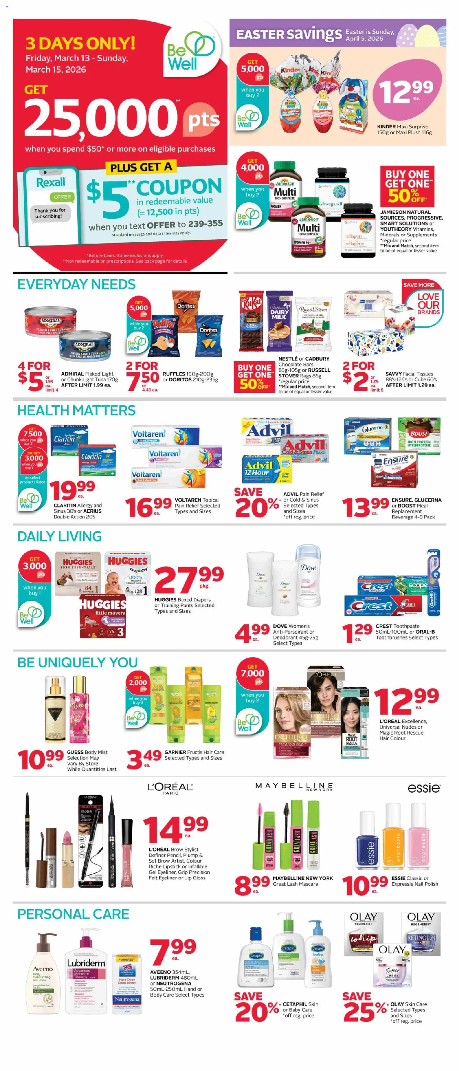 Rexall flyer valid from 13.03.2026 | Page: 2 | Products: Lip gloss, Deodorant, Chocolate, Pants