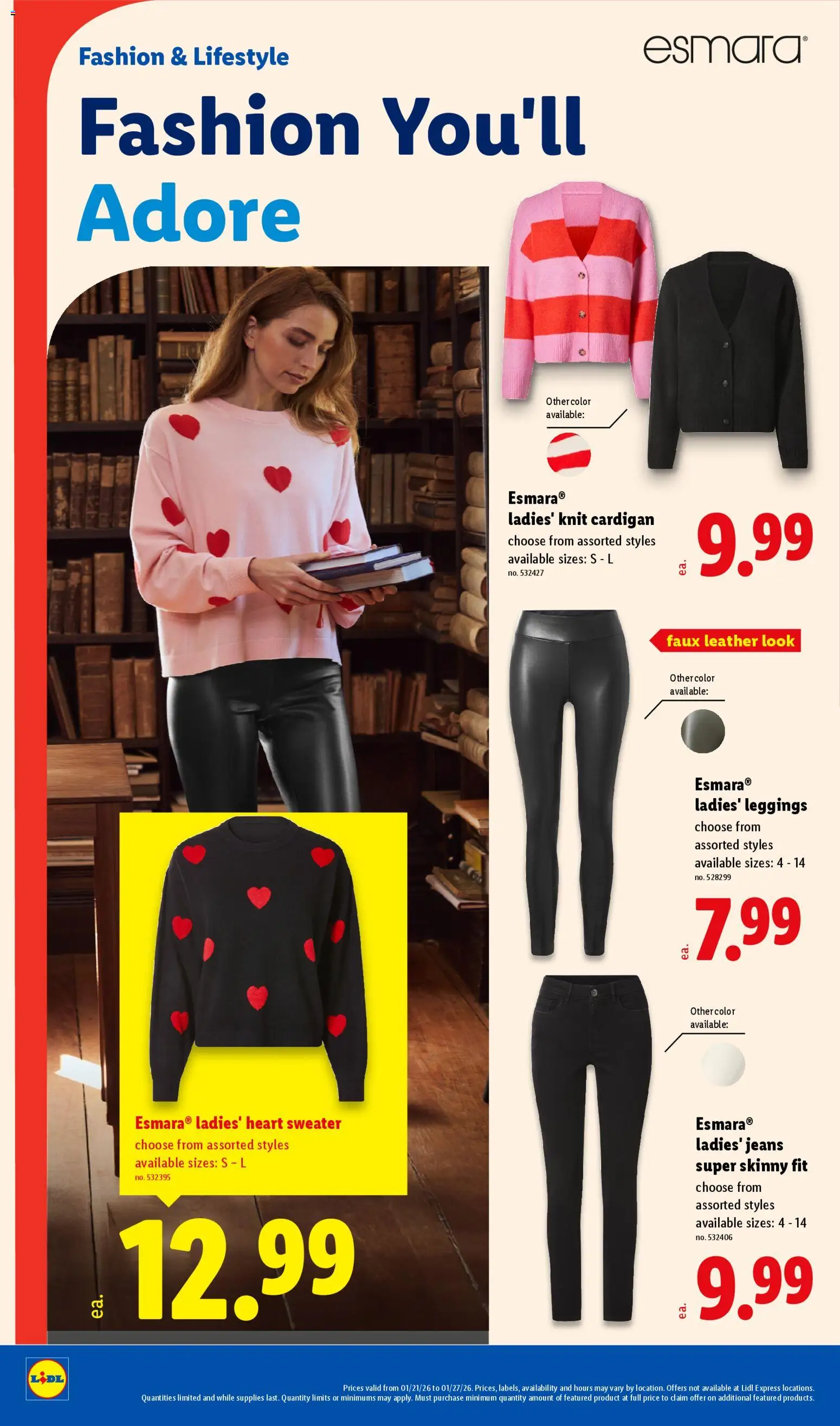 Lidl Weekly Ad - valid from 21.01.2026 | Page: 34 | Products: Sweater, Leggings, Cardigan, Jeans