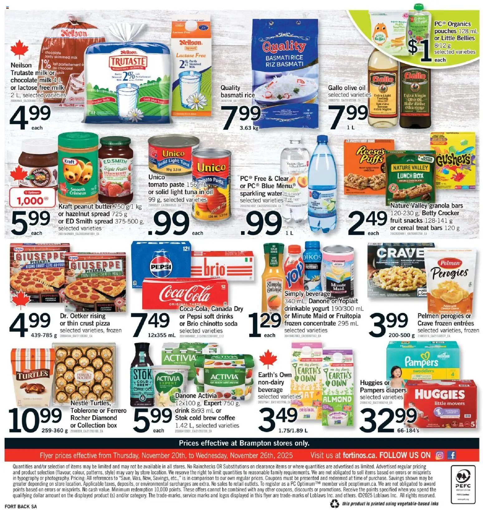 Fortinos flyer valid from 20.11.2025 | Page: 2 | Products: Rice, Cheese, Coffee, Chocolate