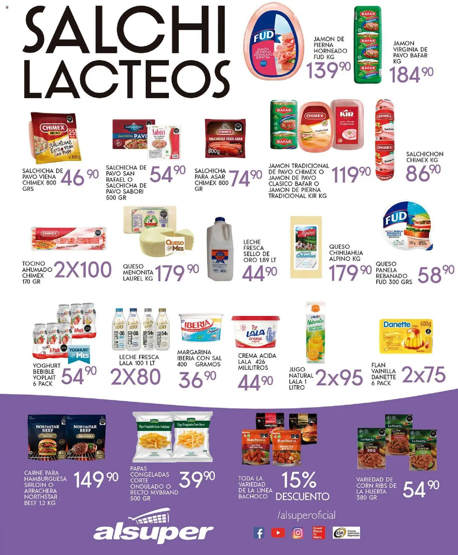 Nuevas ofertas de Alsuper válidas en toda la República Mexicana desde el 31.10.2025. ¡Encuentra las mejores ofertas en Alsuper folleto Chihuahua-Estado! | Página: 3 | Productos: Tocino, Crema, Queso, Jamón