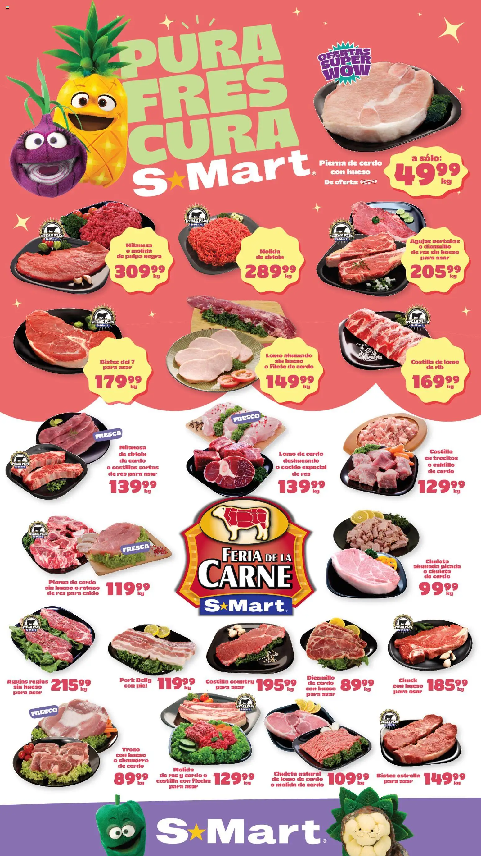 Nuevas ofertas de S-Mart válidas en toda la República Mexicana desde el 14.04.2026. ¡Encuentra las mejores ofertas en S-Mart folleto Ofertas de feria Monterrey! | Página: 1 | Productos: Milanesa, Cerdo, Res