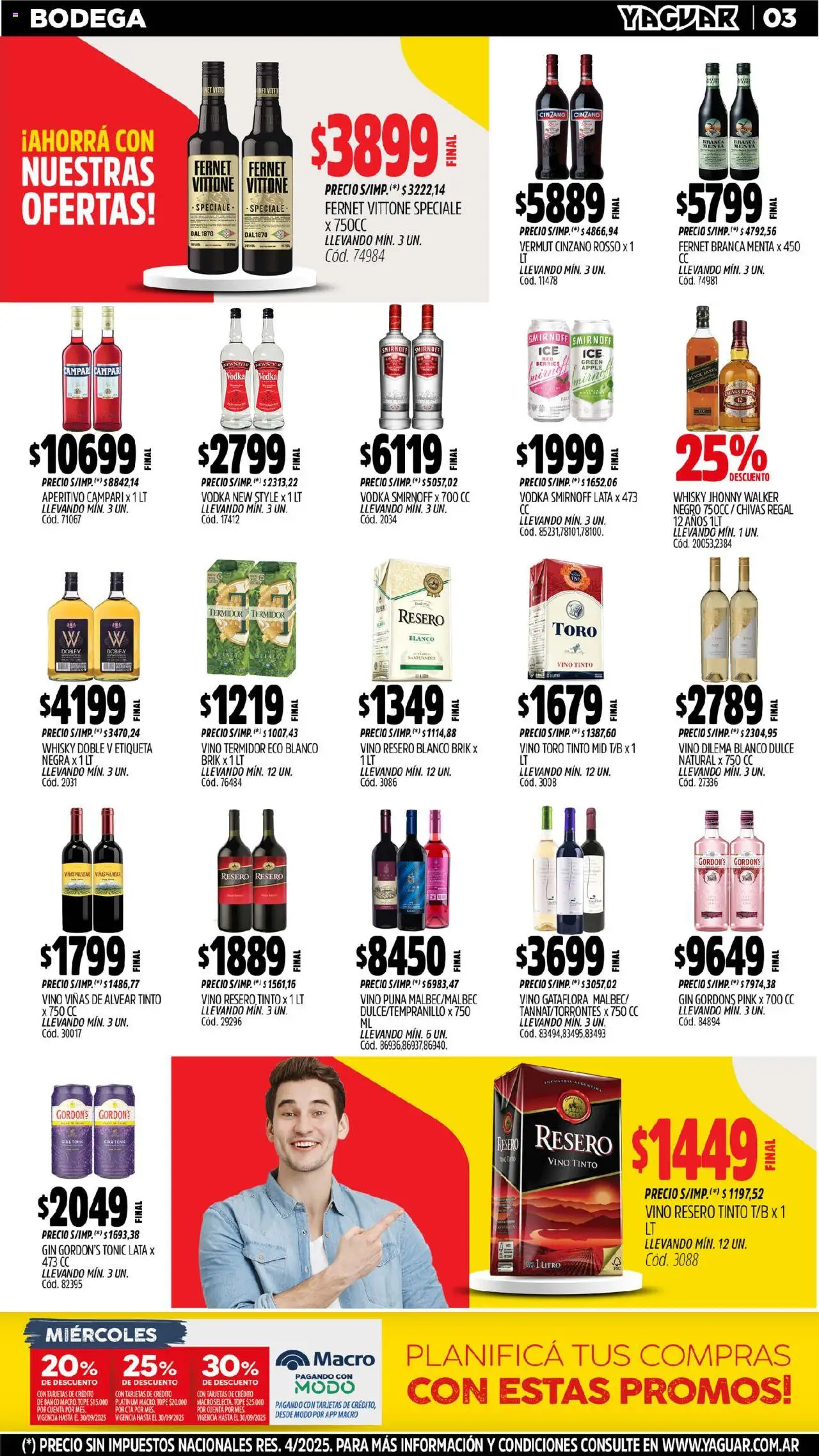 Yaguar - Salta │ válido desde el 15.09.2025 | Página: 4 | Productos: Vodka, Whisky, Gin, Vino