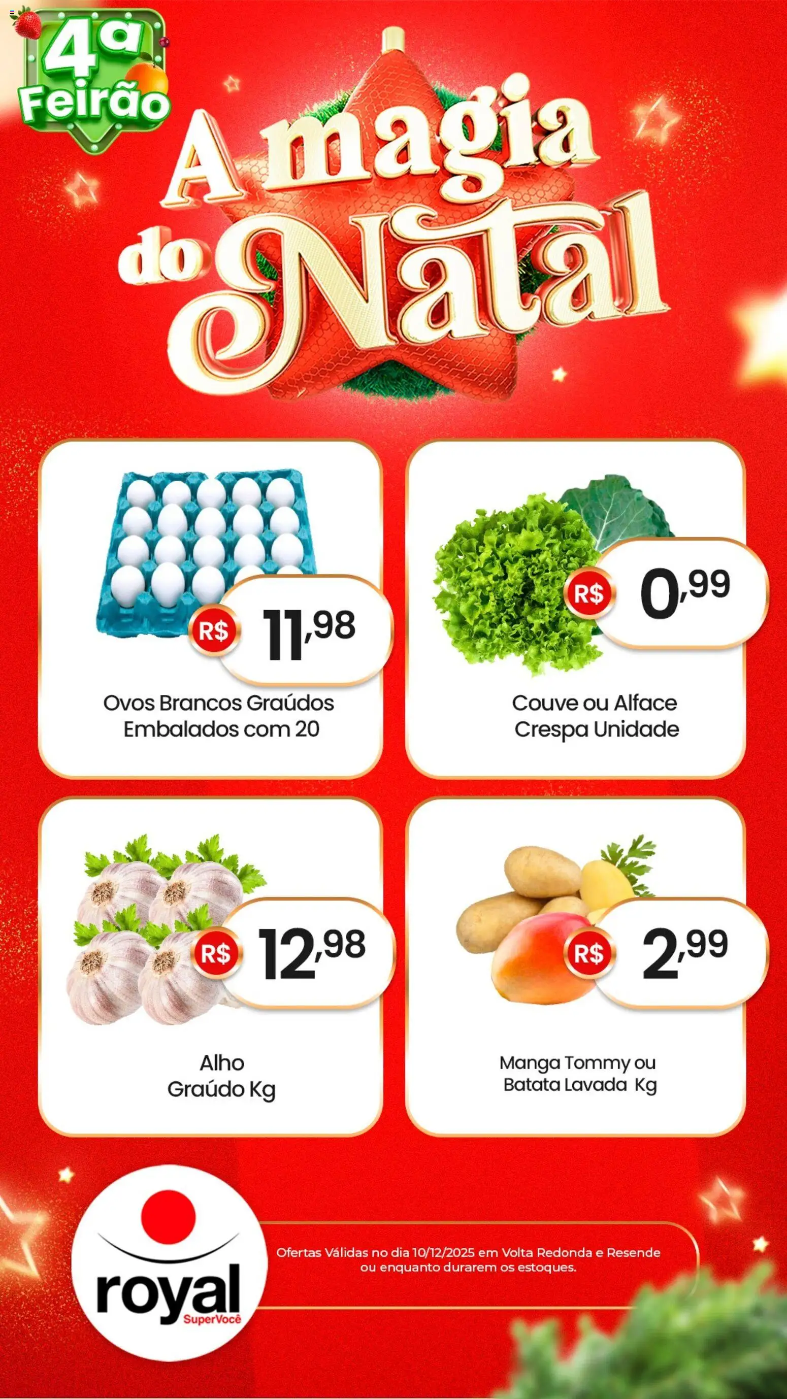 Royal Supermercados Folheto - válido de 10.12.2025 | Página: 1 | Produtos: Alho, Alface, Batata, Couve