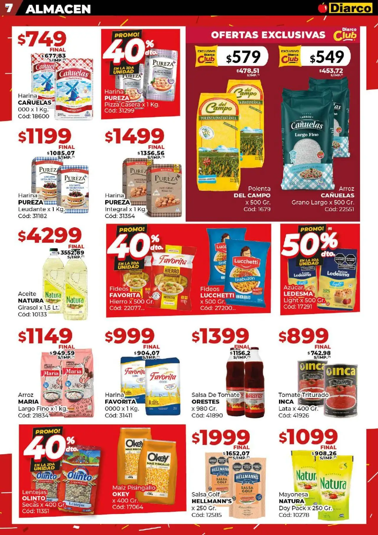 Diarco - Ofertas Pueblo Interior │ válido desde el 15.09.2025 | Página: 7 | Productos: Azucar, Lentejas, Tomate, Salsa Golf